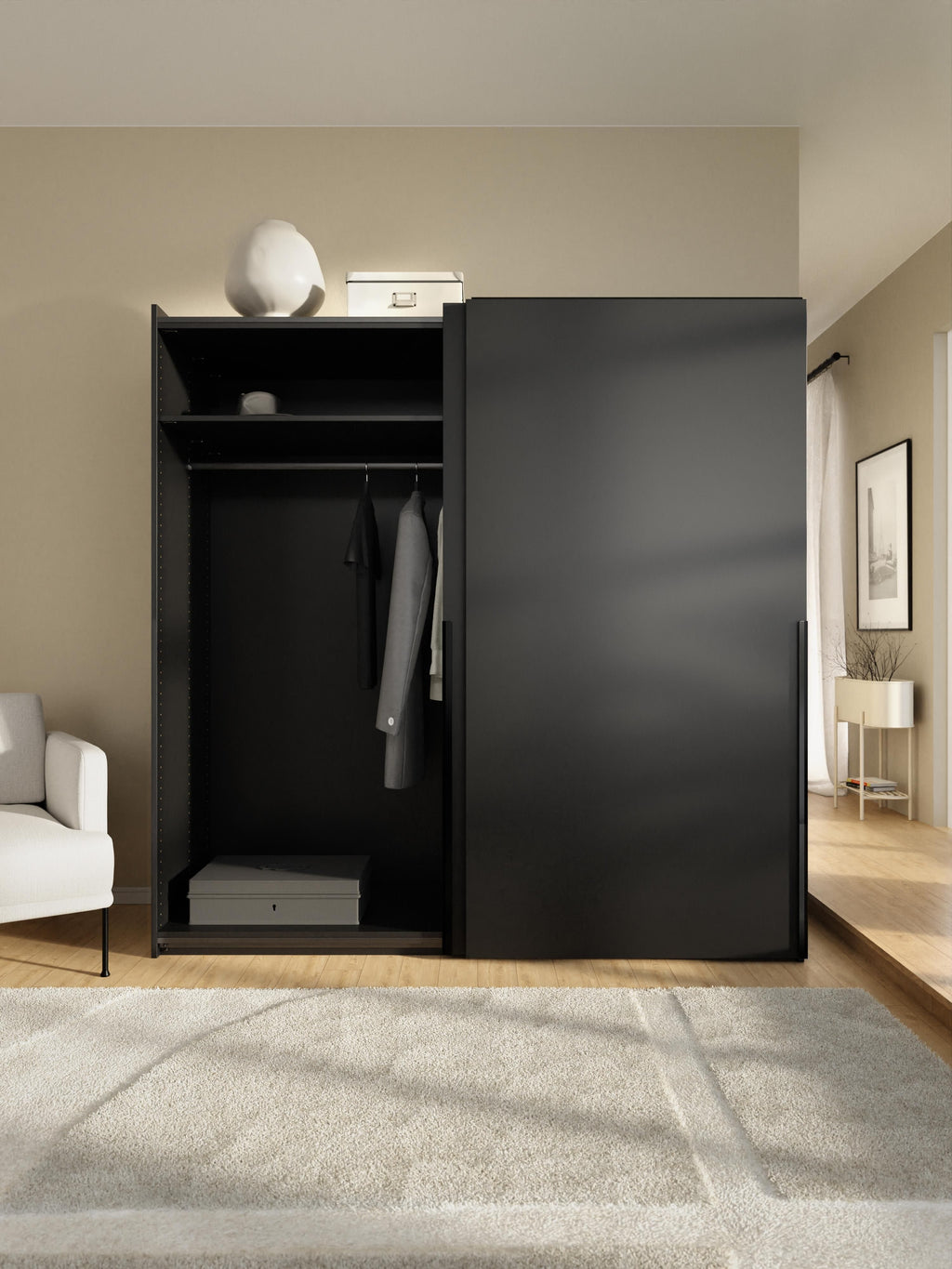 Leon Modular Sliding Door Wardrobe, 200 cm Wide, in various sizes
