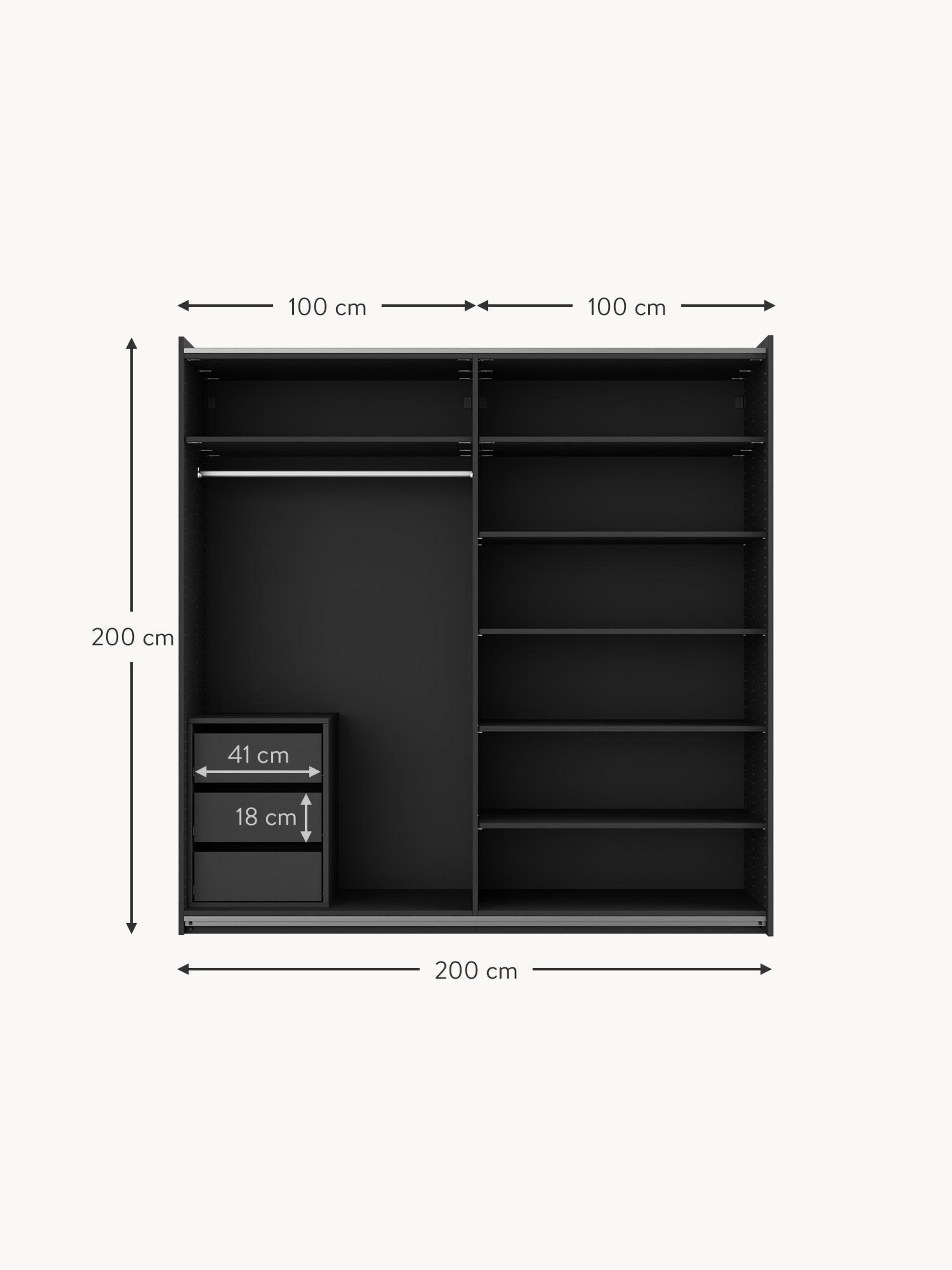 Leon Modular Sliding Door Wardrobe, 200 cm Wide, in various sizes