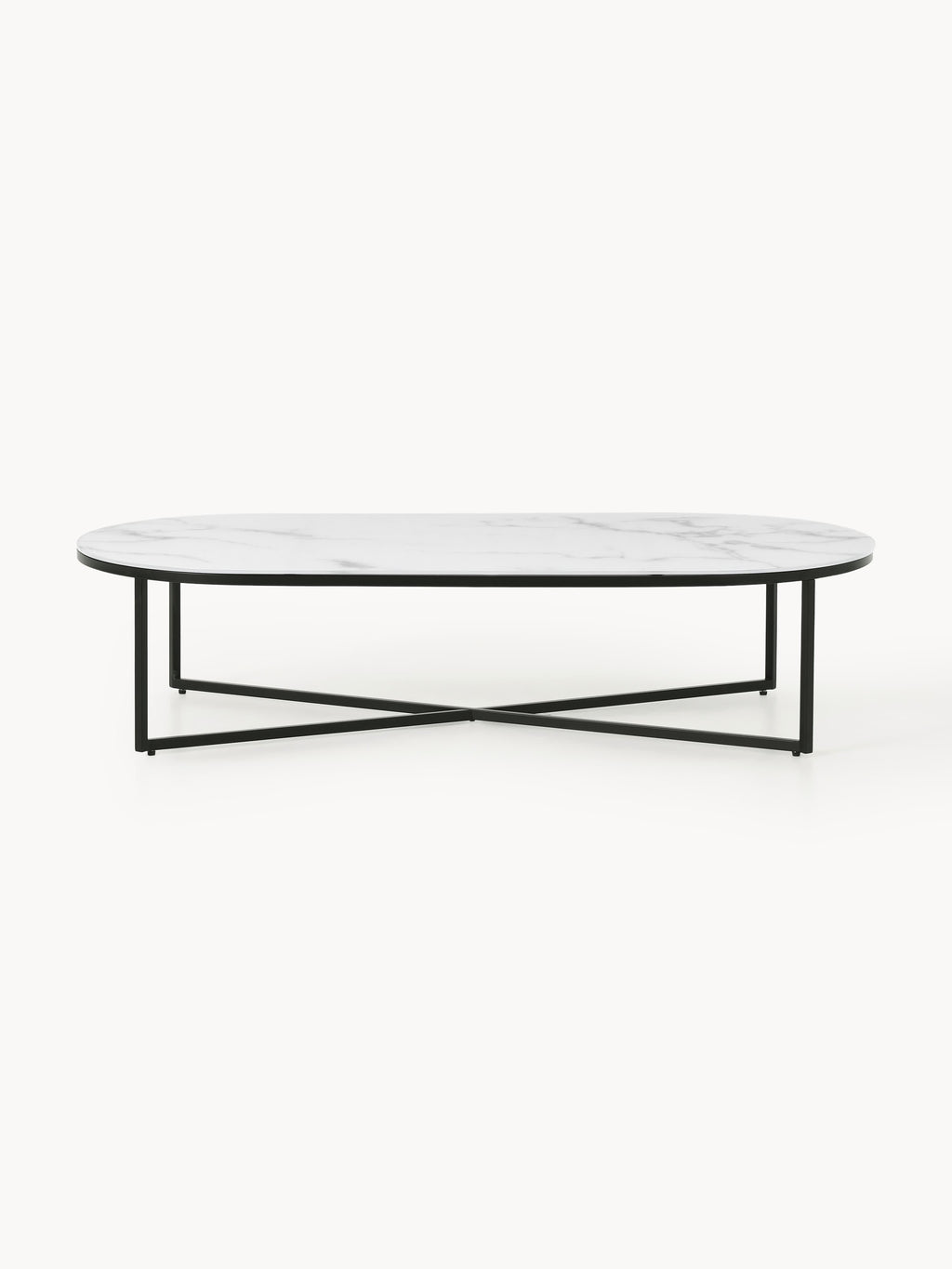 Antigua Oval Coffee Table with Marble Effect Glass Top