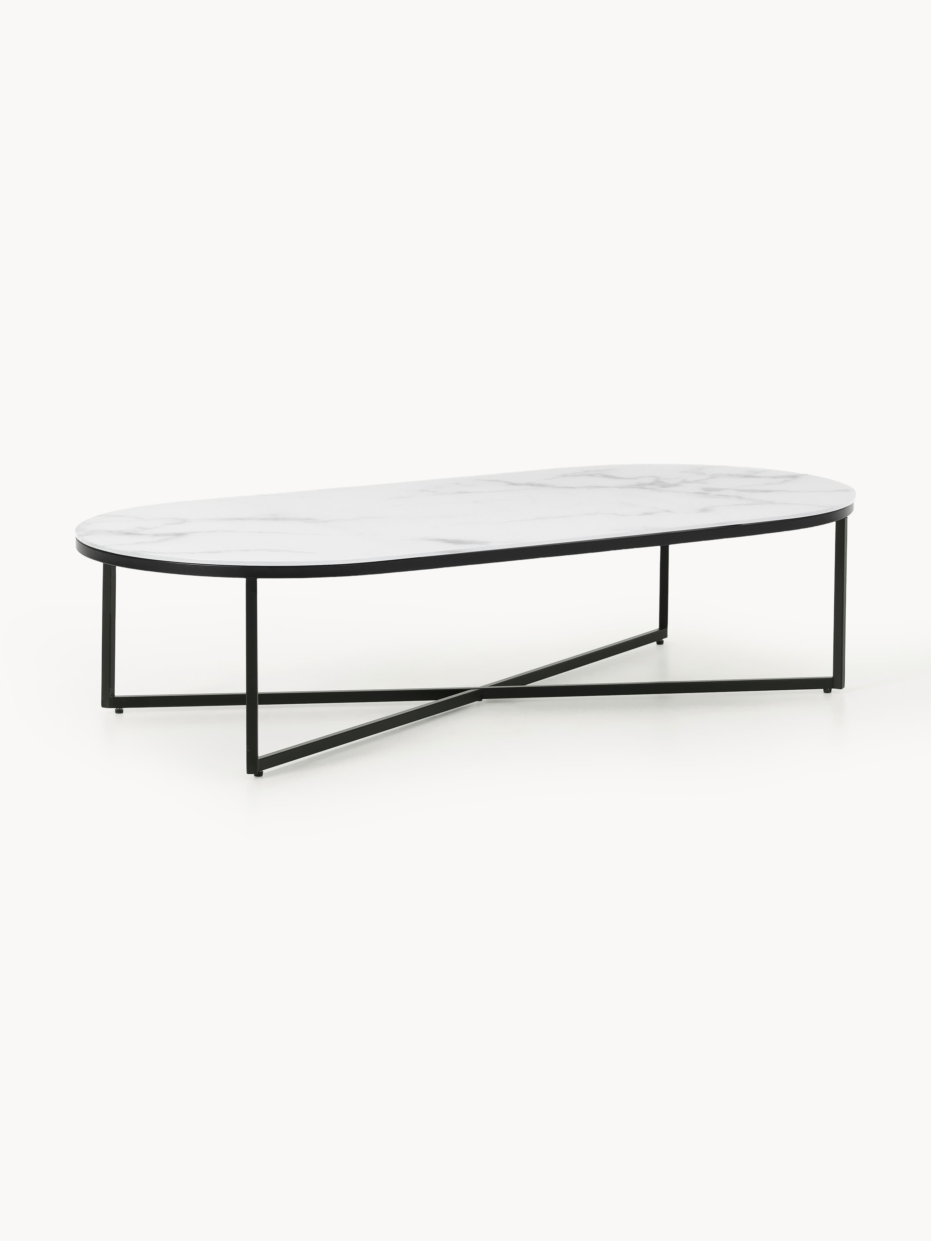 Gallery image 1 - Oval Coffee Table Antigua with Marble Effect Glass Top