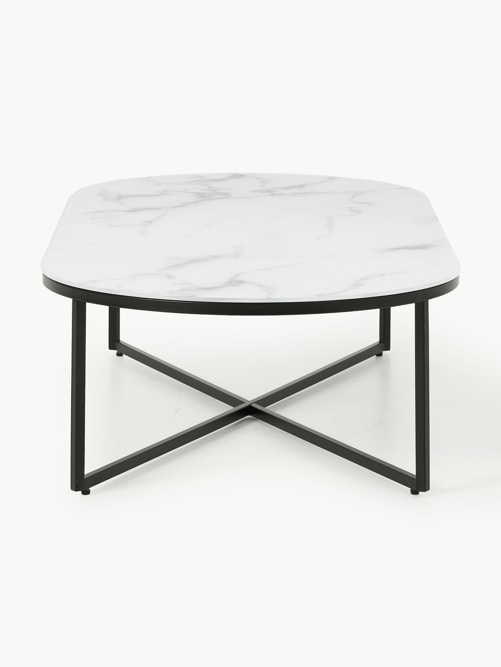 Antigua Oval Coffee Table with Marble Effect Glass Top