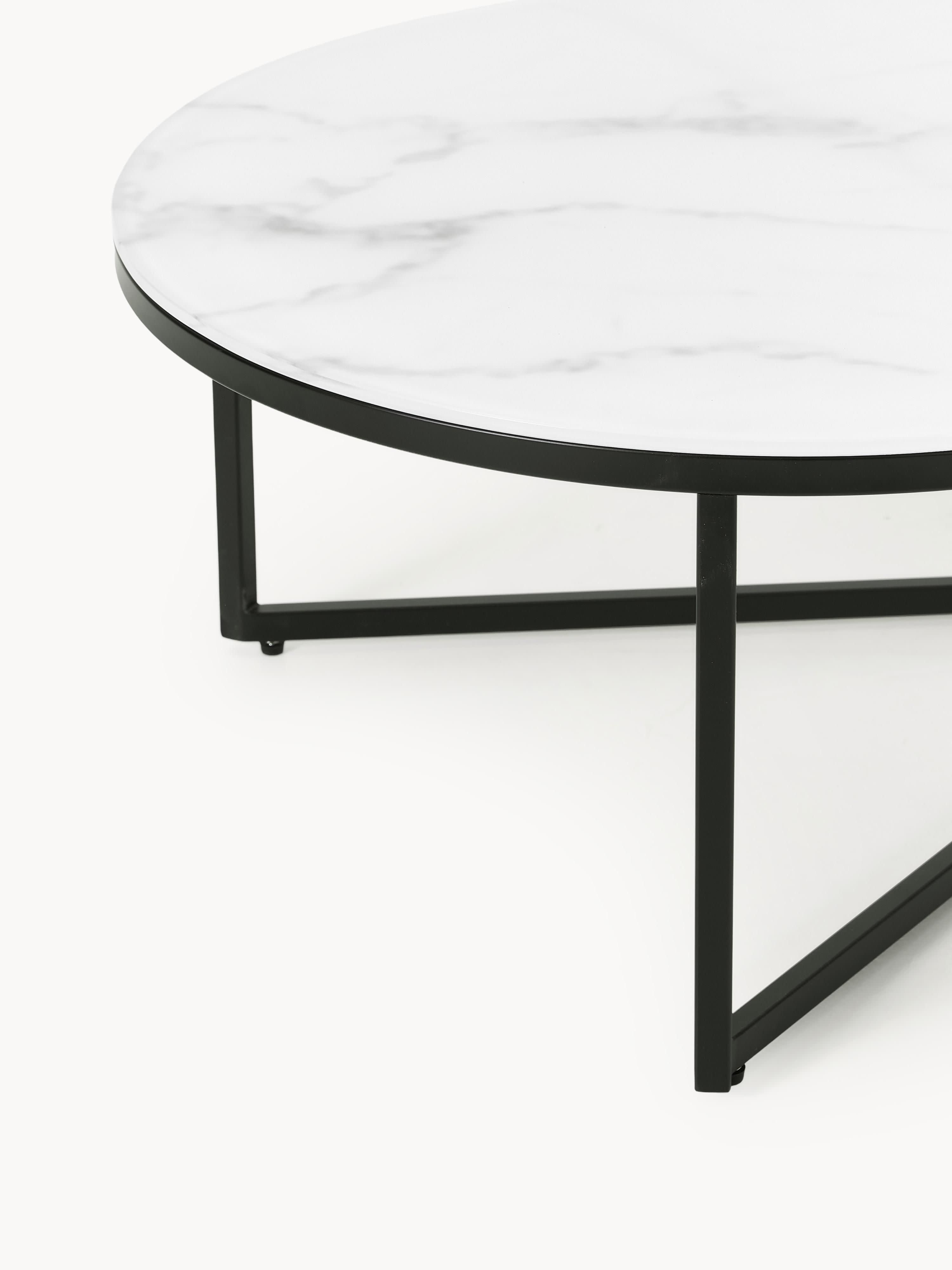 Antigua Oval Coffee Table with Marble Effect Glass Top
