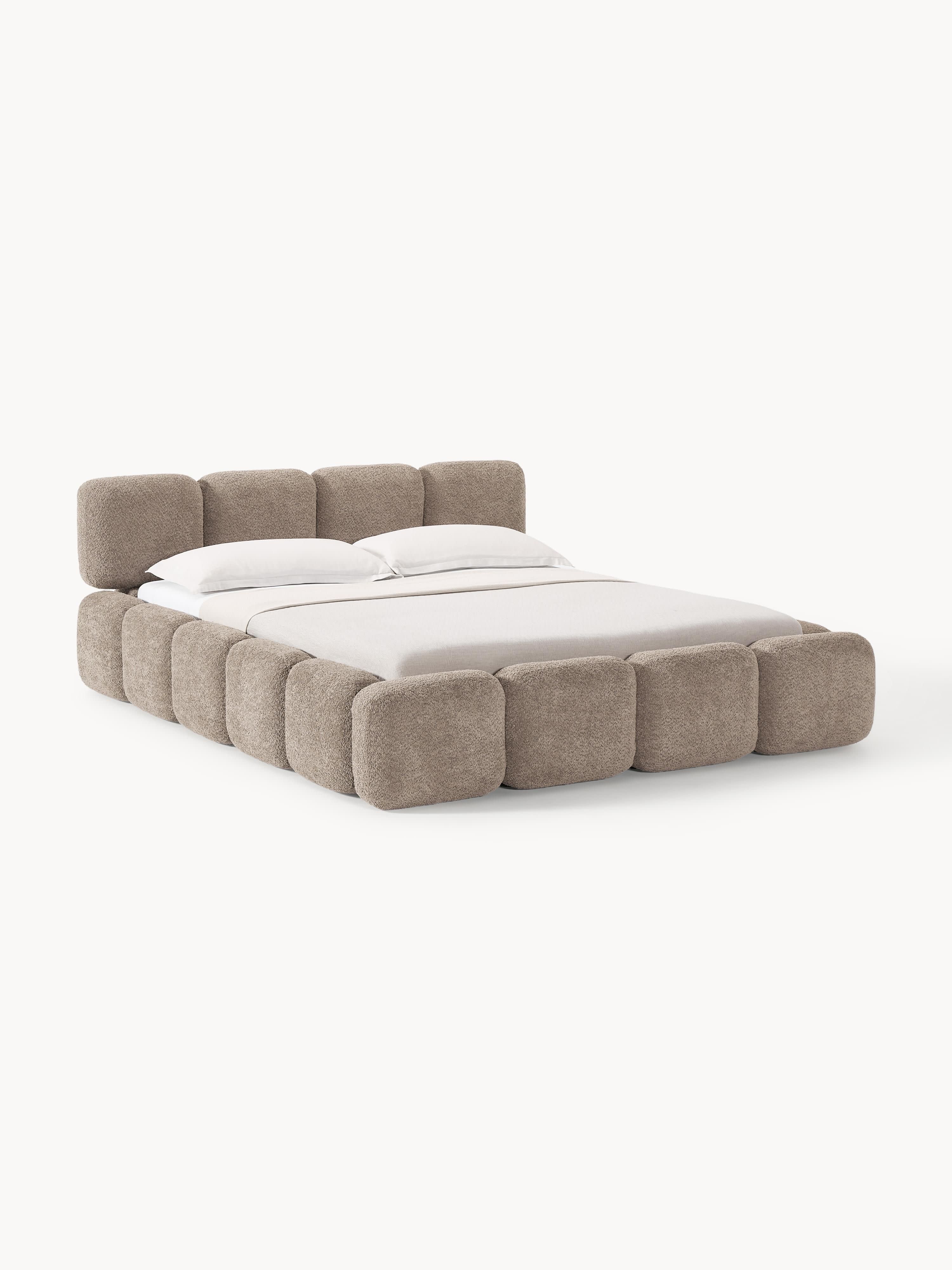 Gallery image 1 - Upholstered Teddy Bouclé Bed Tayla with Storage Space