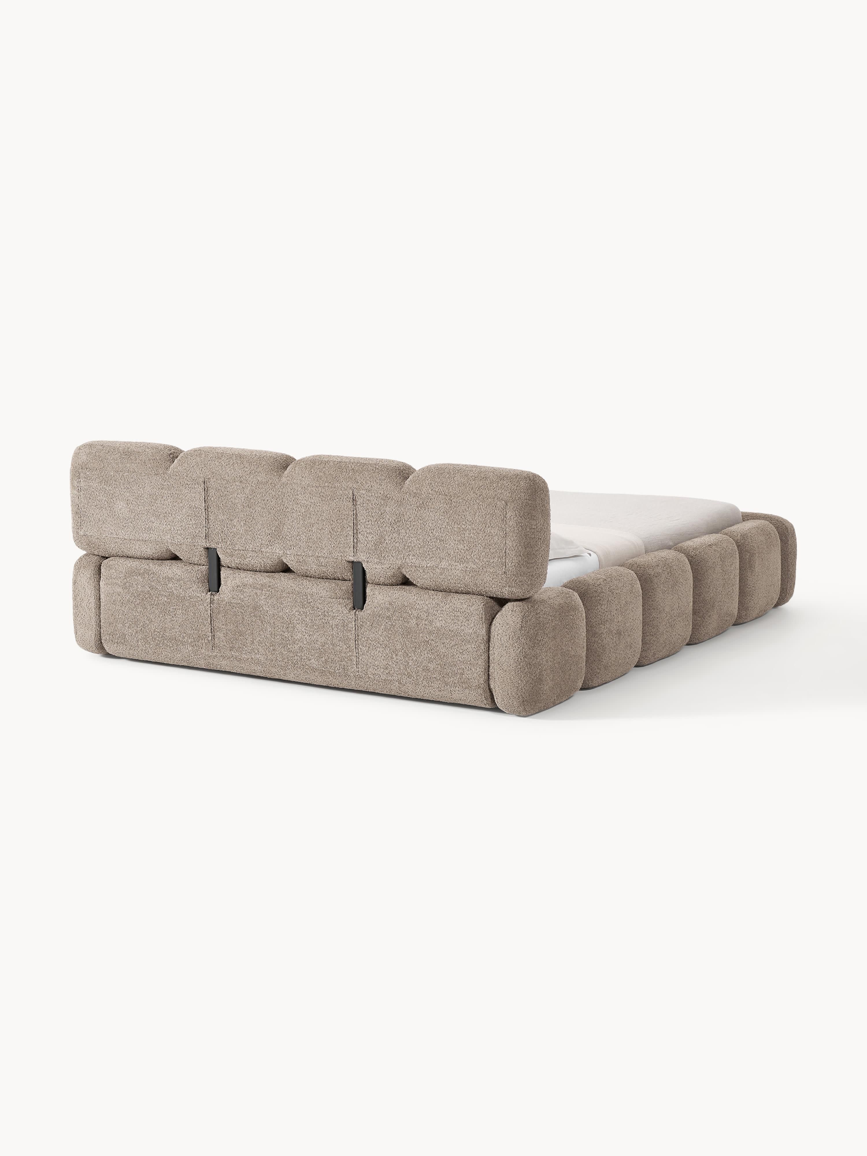 Tayla Upholstered Teddy Bouclé Bed with Storage Space
