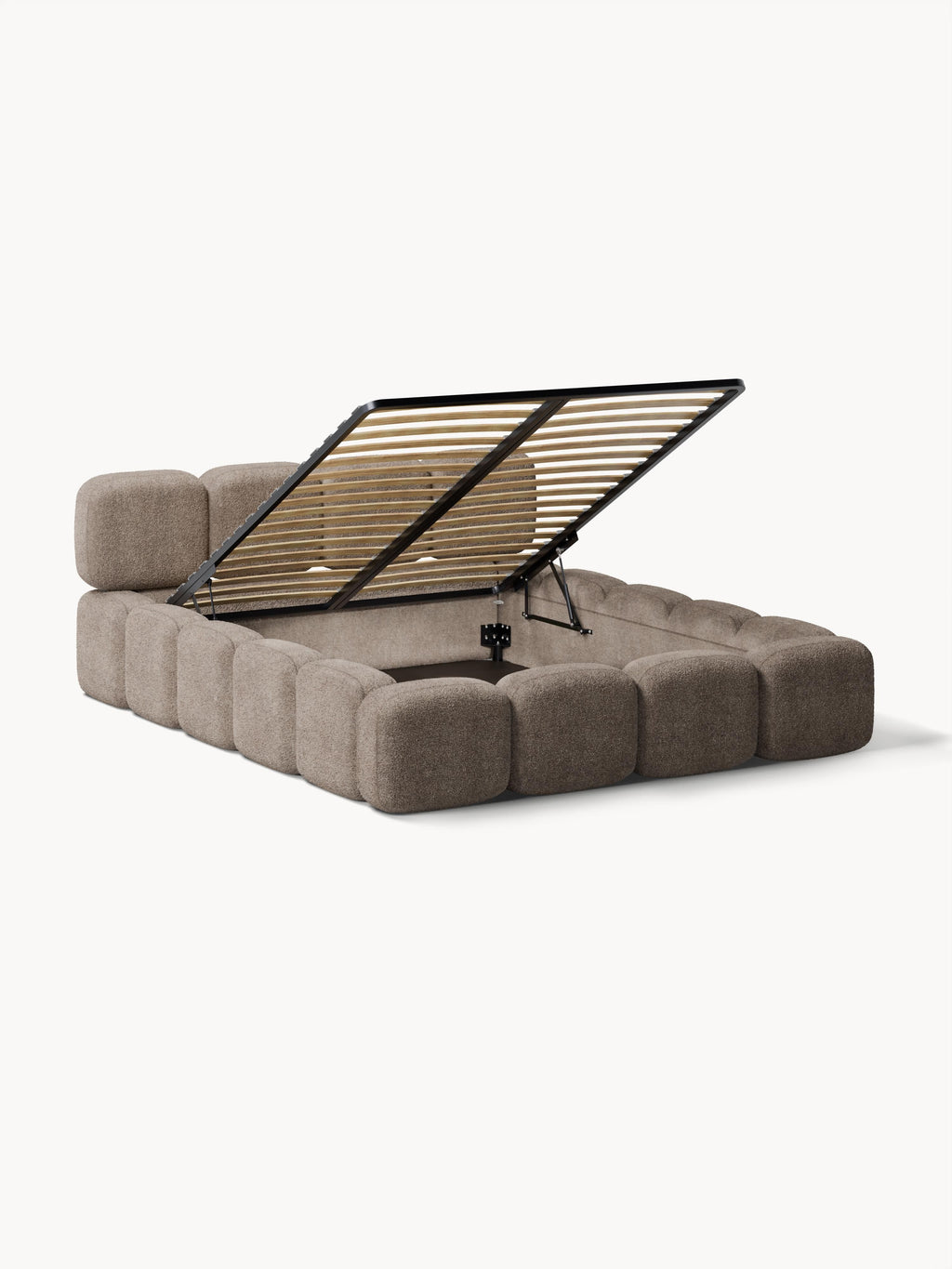 Tayla Upholstered Teddy Bouclé Bed with Storage Space