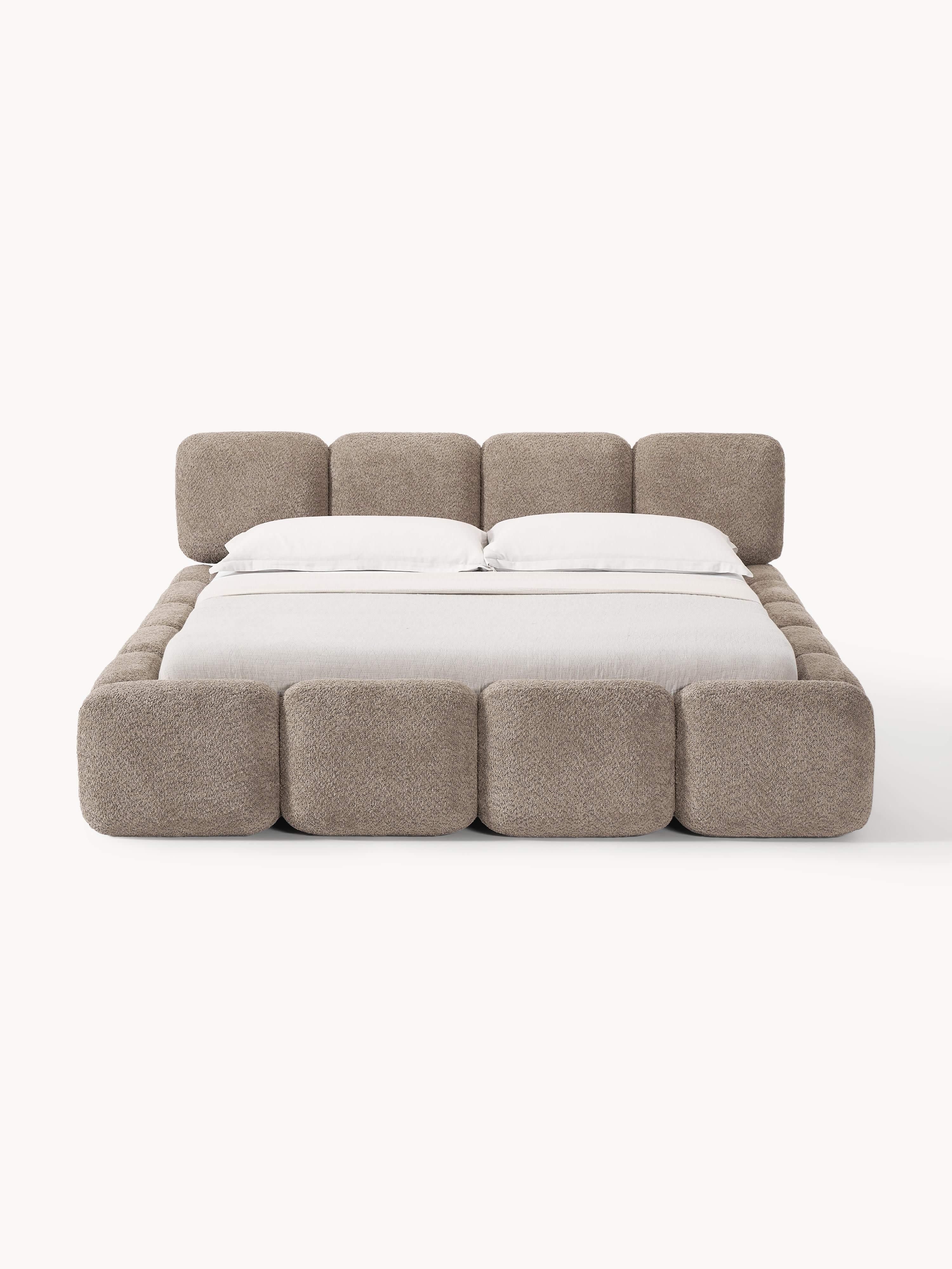 Tayla Upholstered Teddy Bouclé Bed with Storage Space