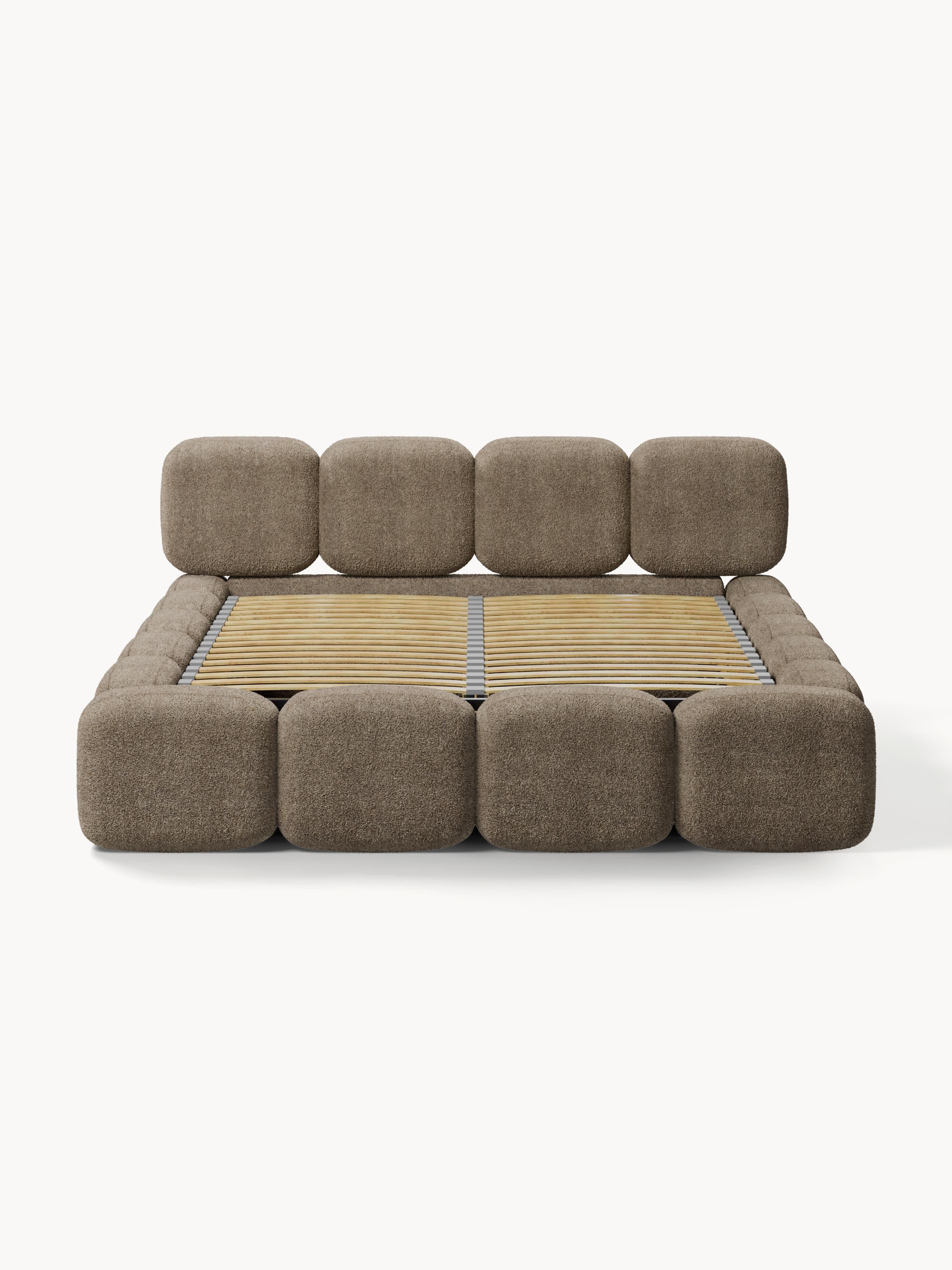 Tayla Upholstered Teddy Bouclé Bed with Storage Space