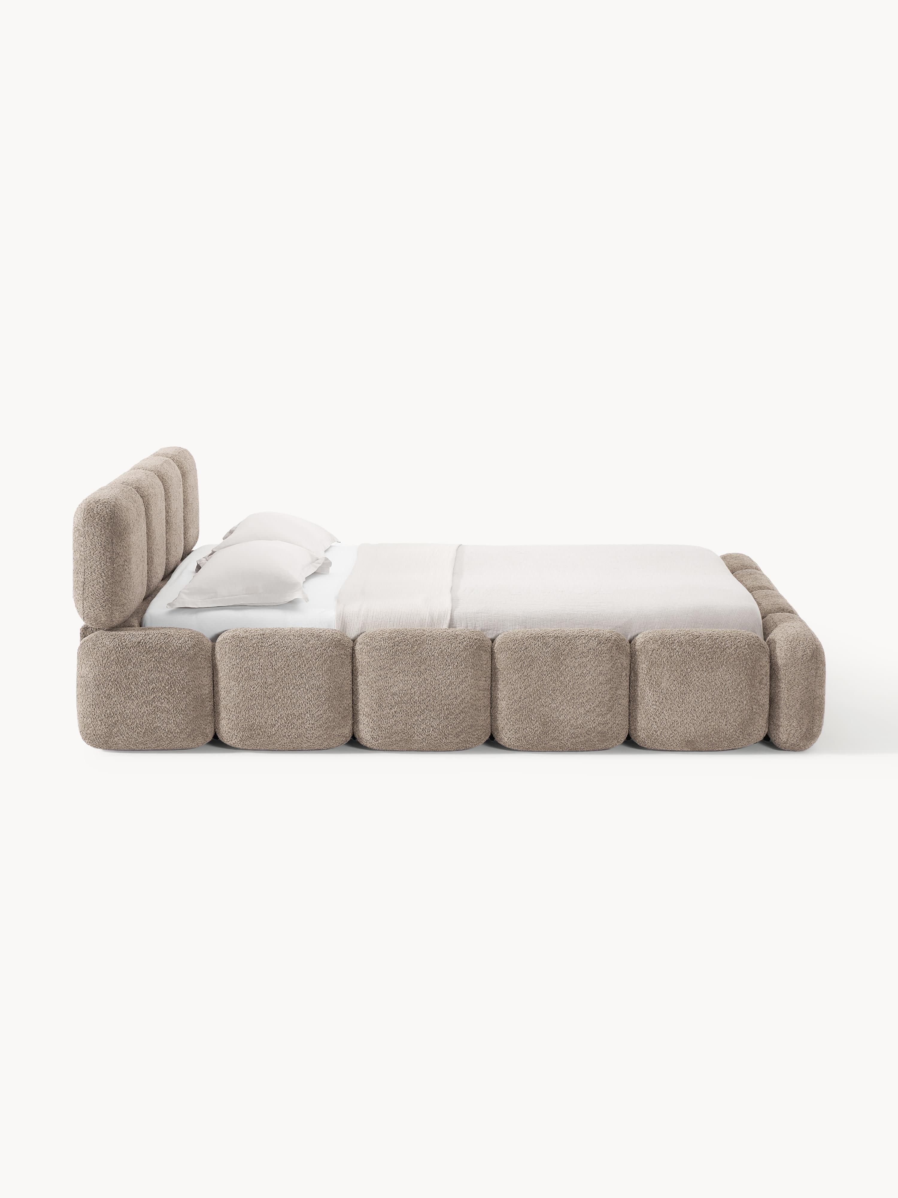 Tayla Upholstered Teddy Bouclé Bed with Storage Space