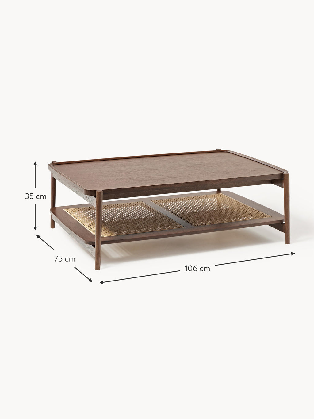 Libby Wooden Coffee Table with Viennese Wickerwork