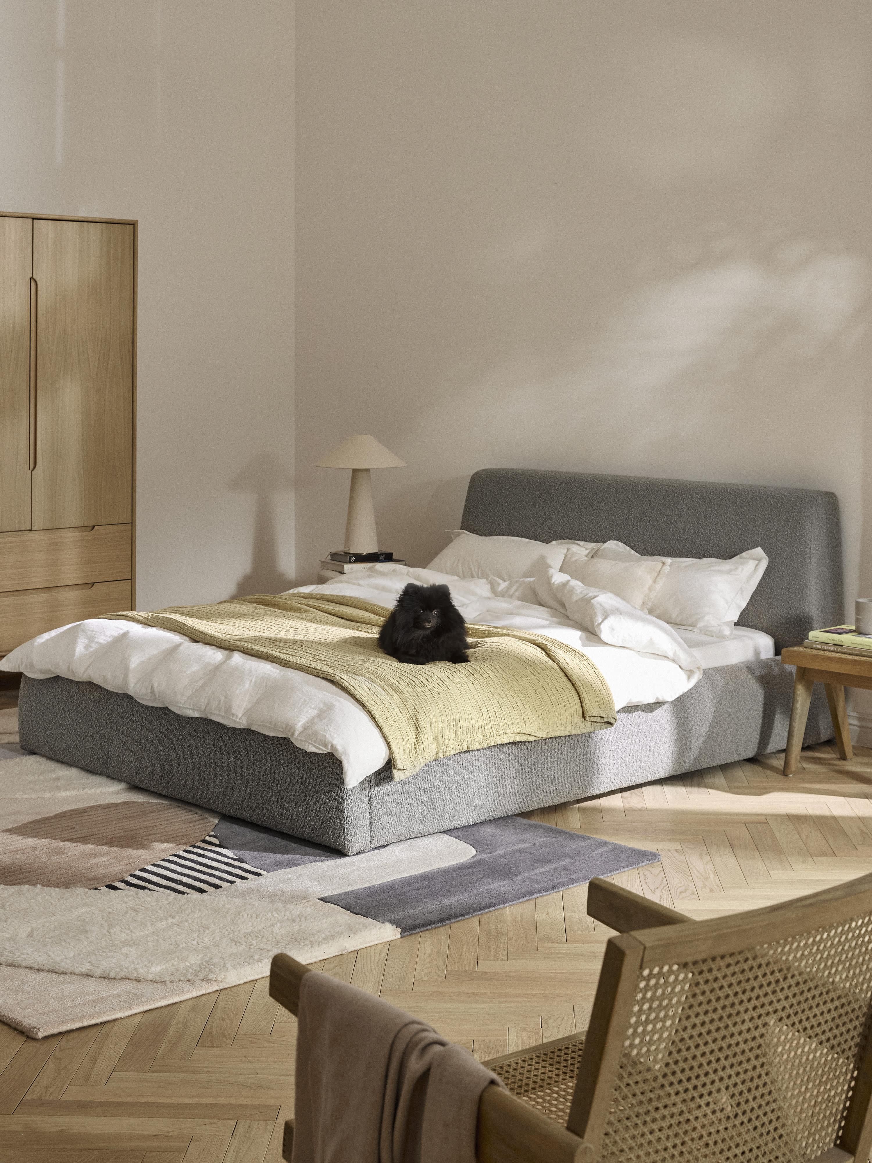 Cloud Upholstered Bouclé Bed with Storage Space