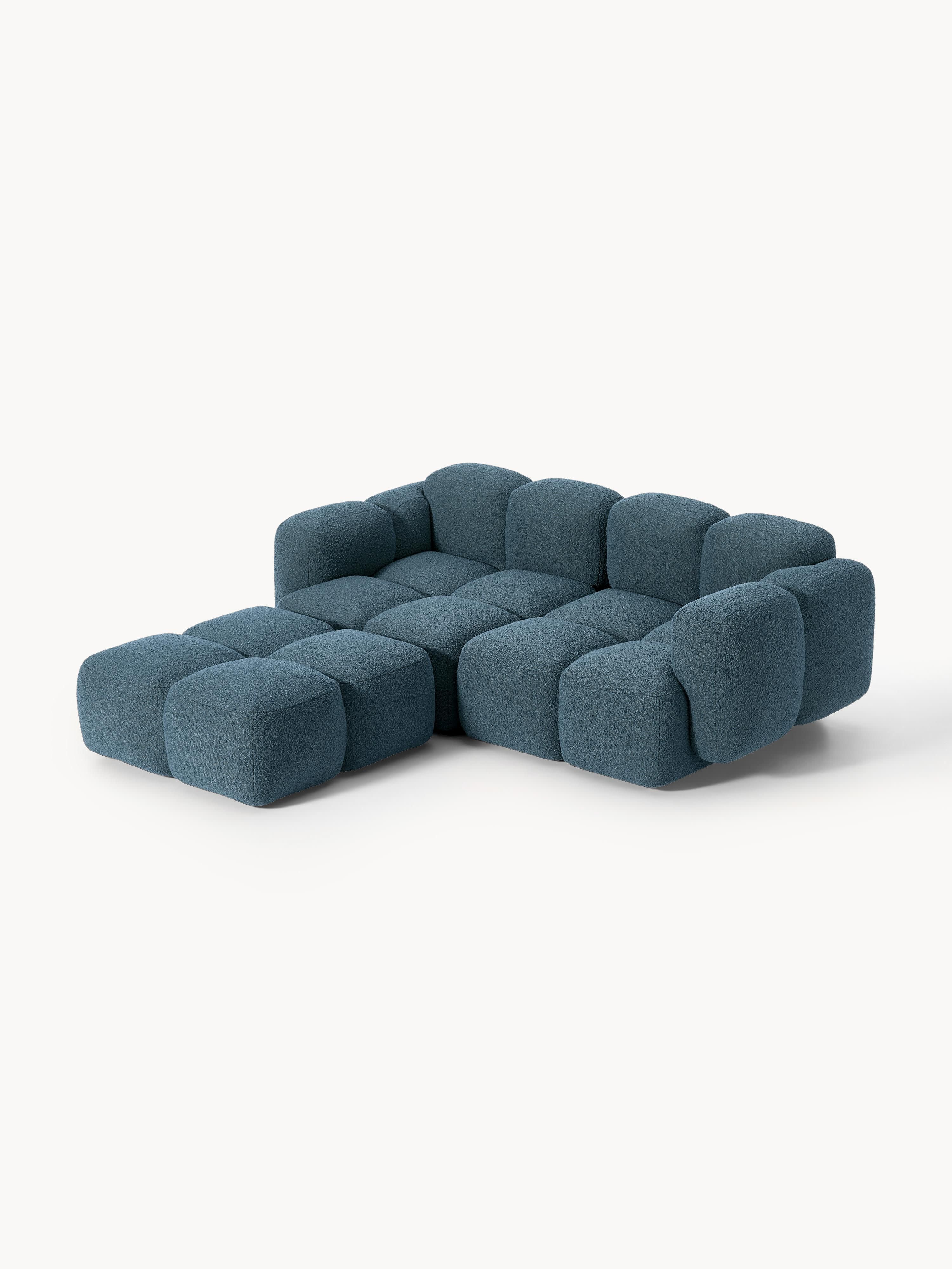 Tayla Bouclé Modular Sofa (2-seater) with Ottoman (left/right)