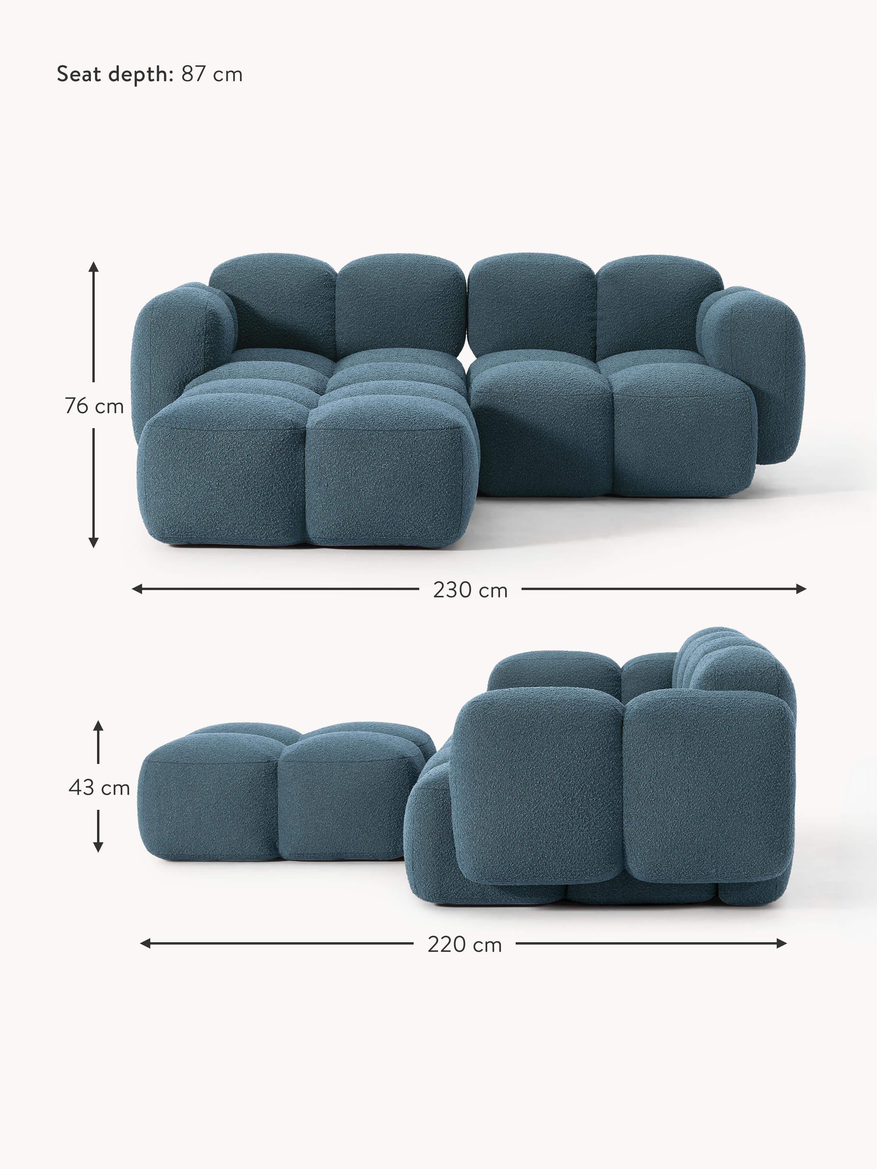 Tayla Bouclé Modular Sofa (2-seater) with Ottoman (left/right)