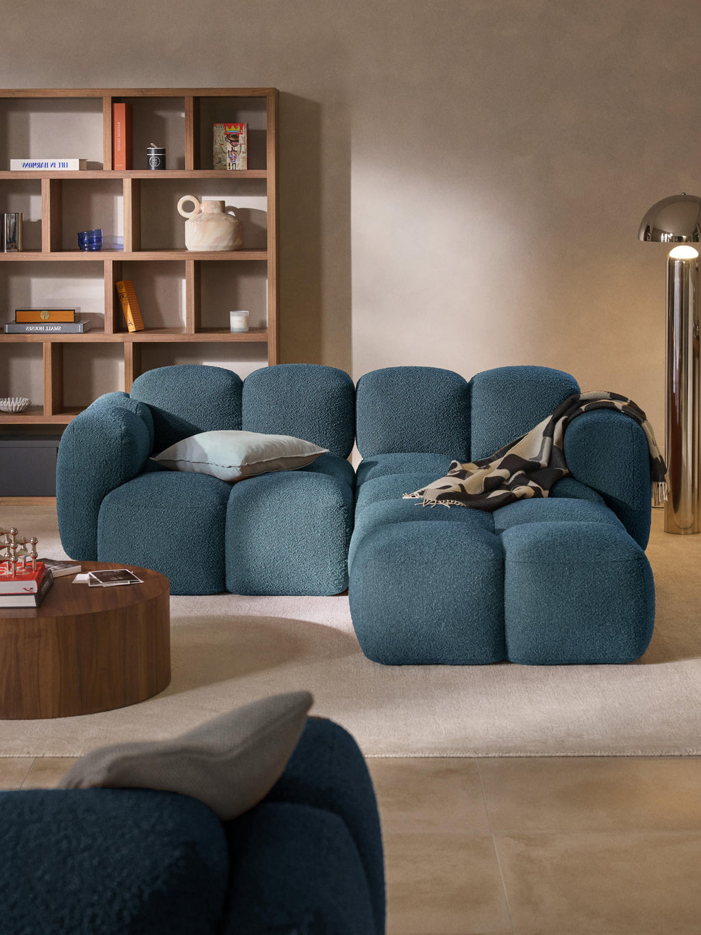 Tayla Bouclé Modular Sofa (2-seater) with Ottoman (left/right)