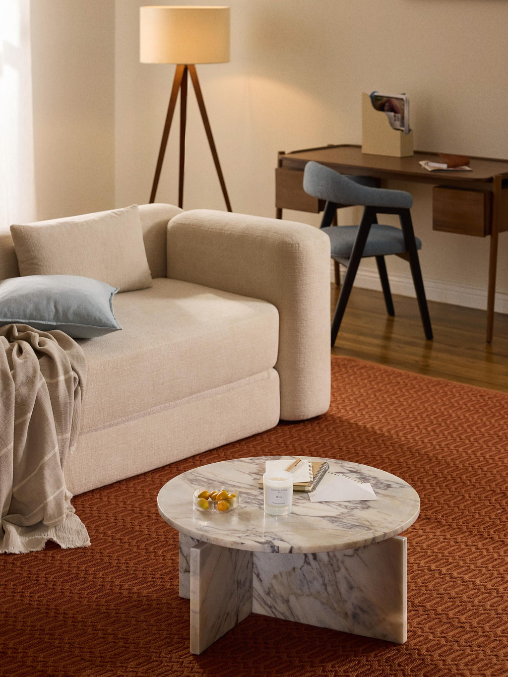 Marisa Round Calacatta Viola Marble Coffee Table