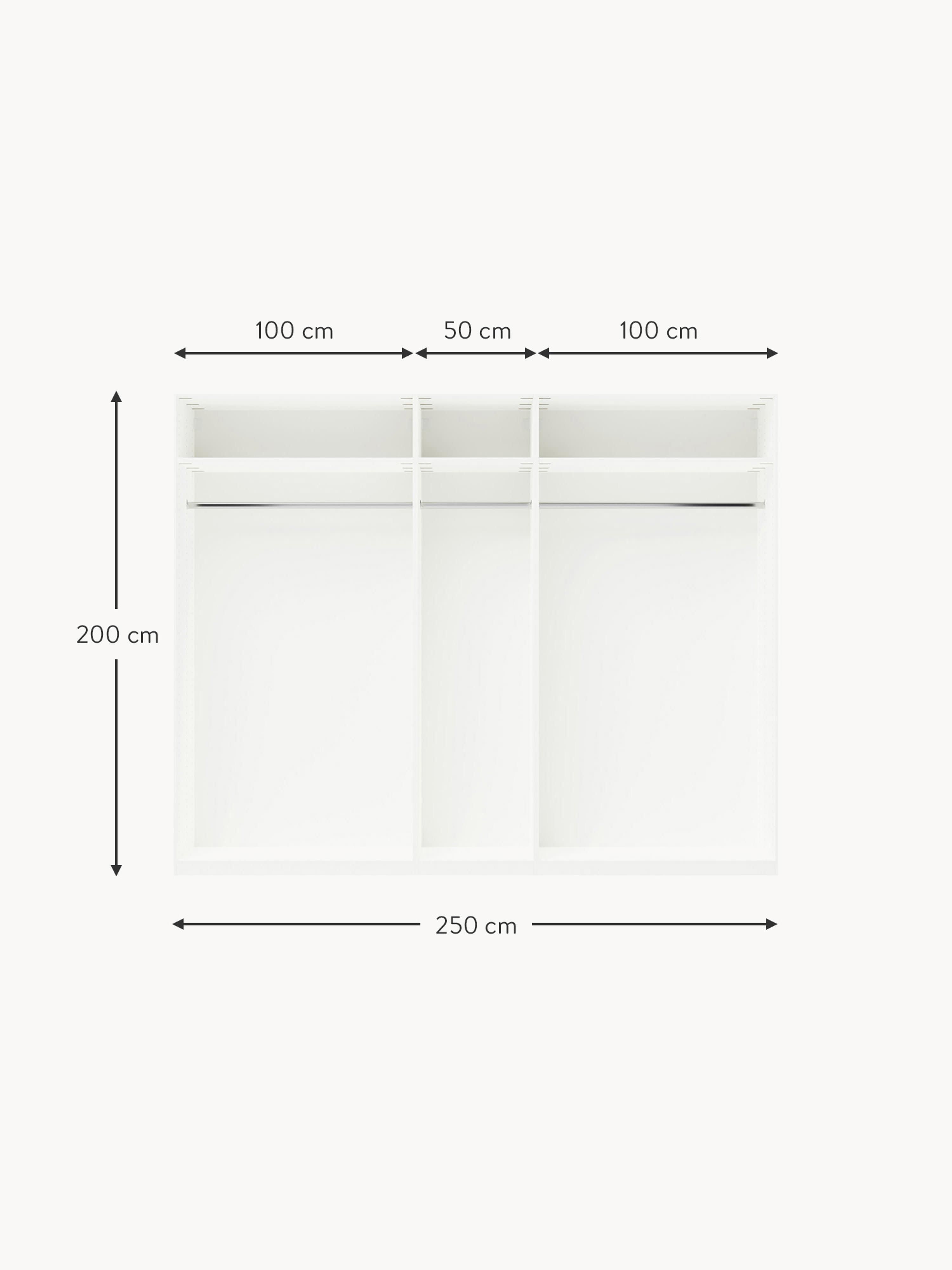 Leon Modular Hinge Door Wardrobe, 250 cm Wide, in various sizes