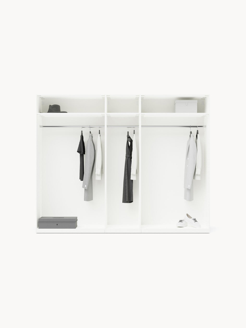 Leon Modular Hinge Door Wardrobe, 250 cm Wide, in various sizes