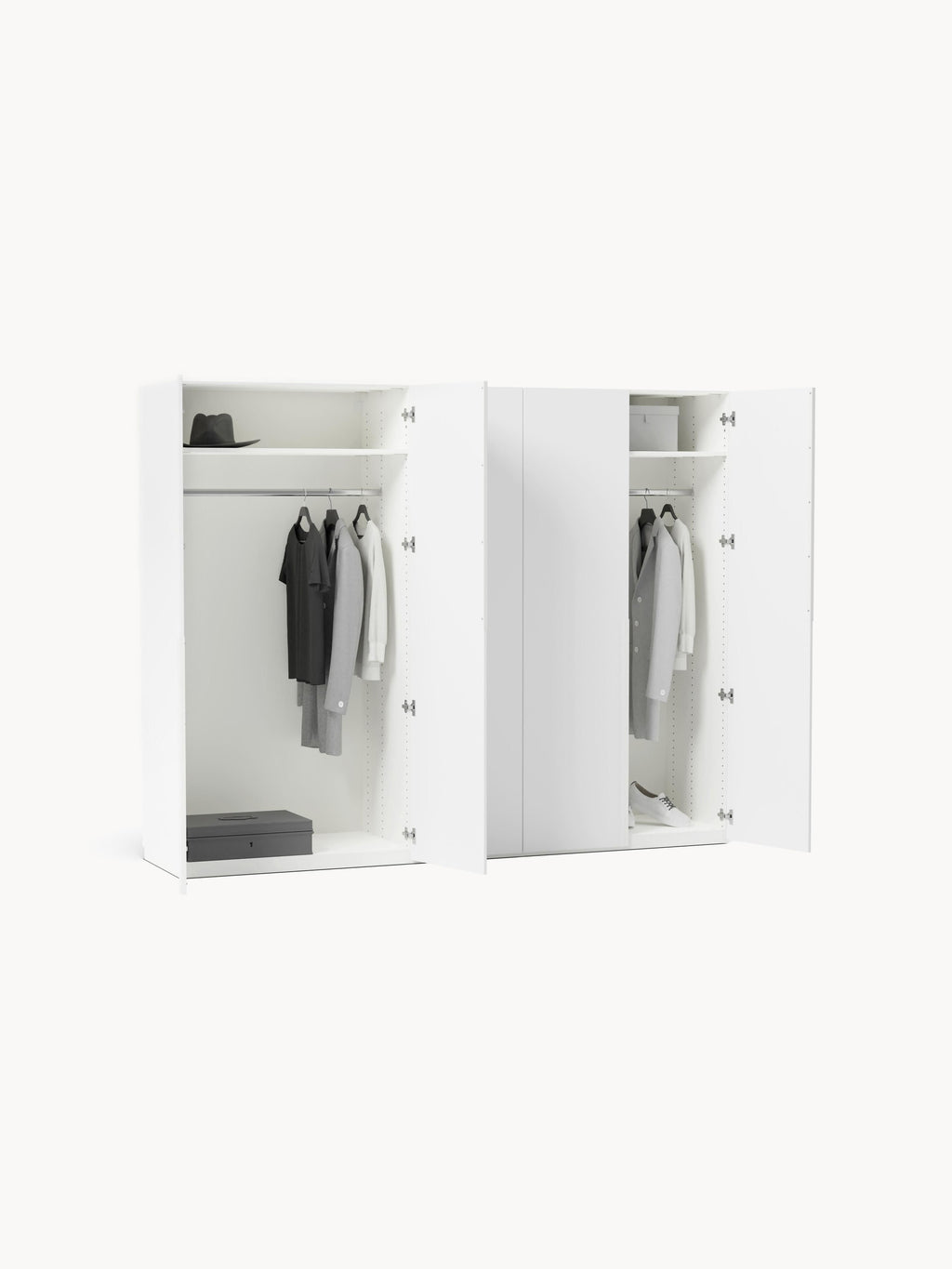 Leon Modular Hinge Door Wardrobe, 250 cm Wide, in various sizes