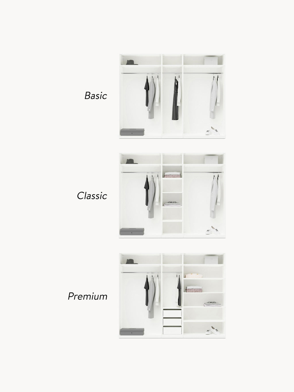 Leon Modular Hinge Door Wardrobe, 250 cm Wide, in various sizes