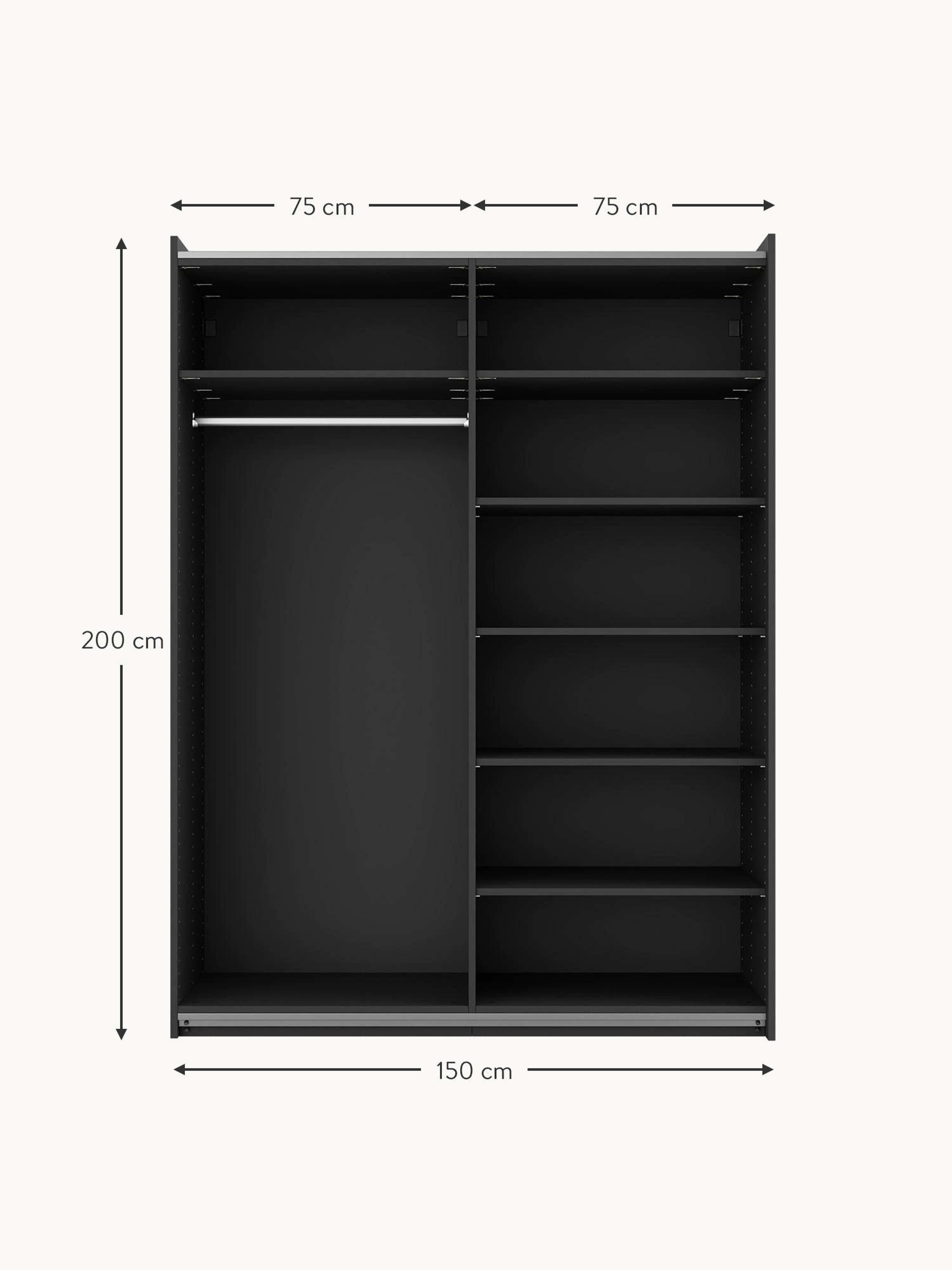 Simone Modular Sliding Door Wardrobe, 150 cm Wide, in various sizes