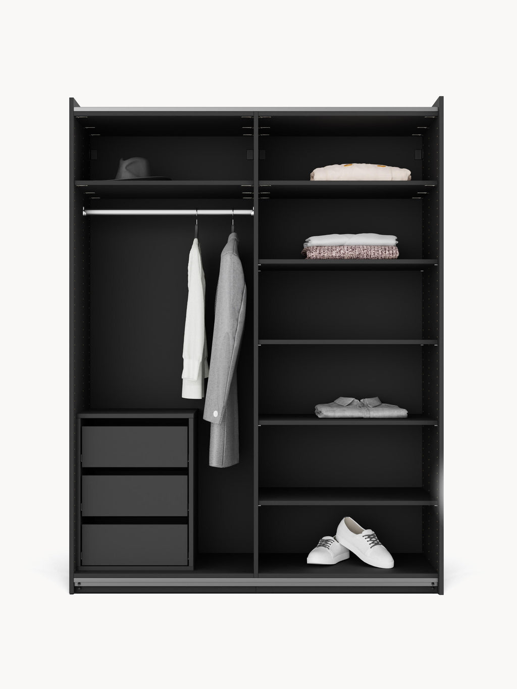 Simone Modular Sliding Door Wardrobe, 150 cm Wide, in various sizes