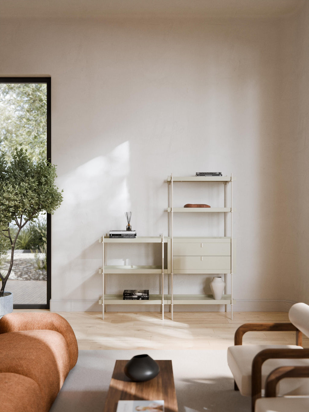 Rio Tall Shelving Unit with Drawers