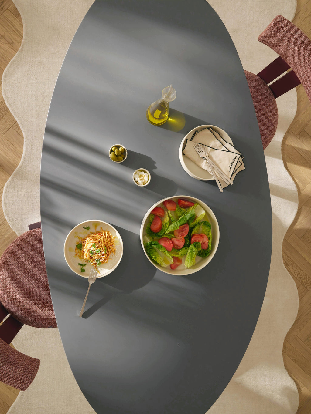Sahra Oval Dining Table with Organic Design, 180 x 90 cm