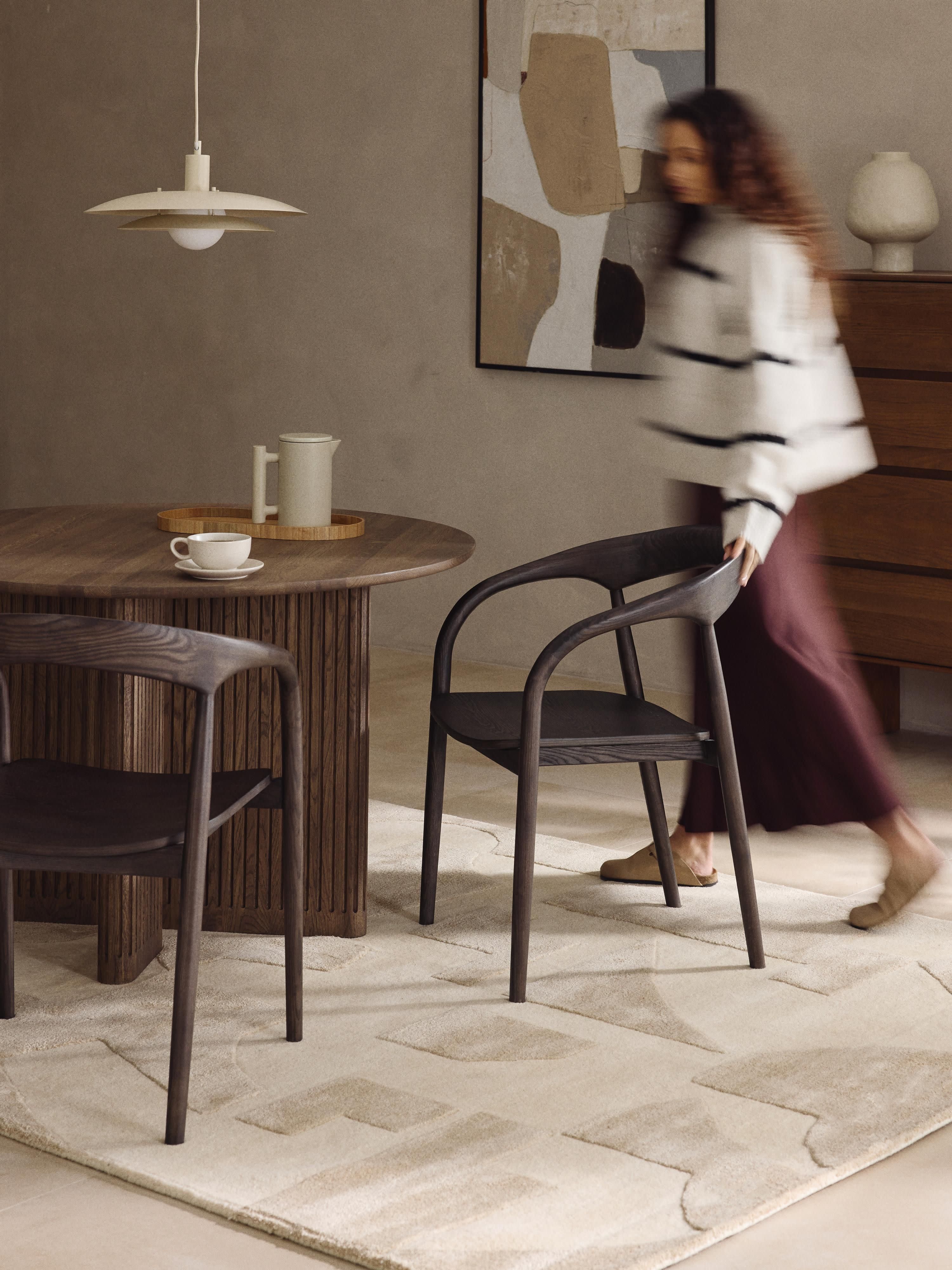 Camille Ash Wood Dining Chair with Armrests