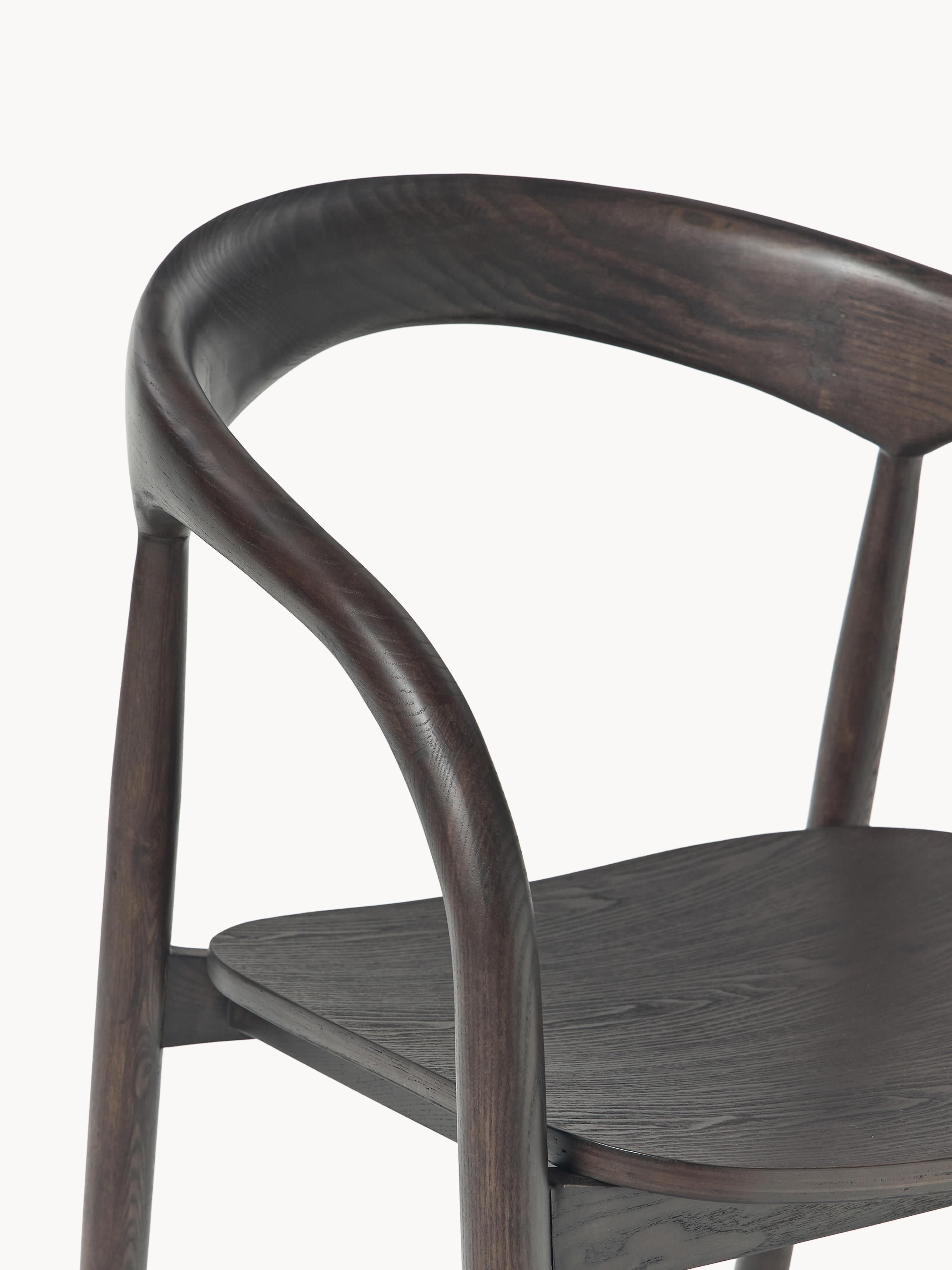 Camille Ash Wood Dining Chair with Armrests