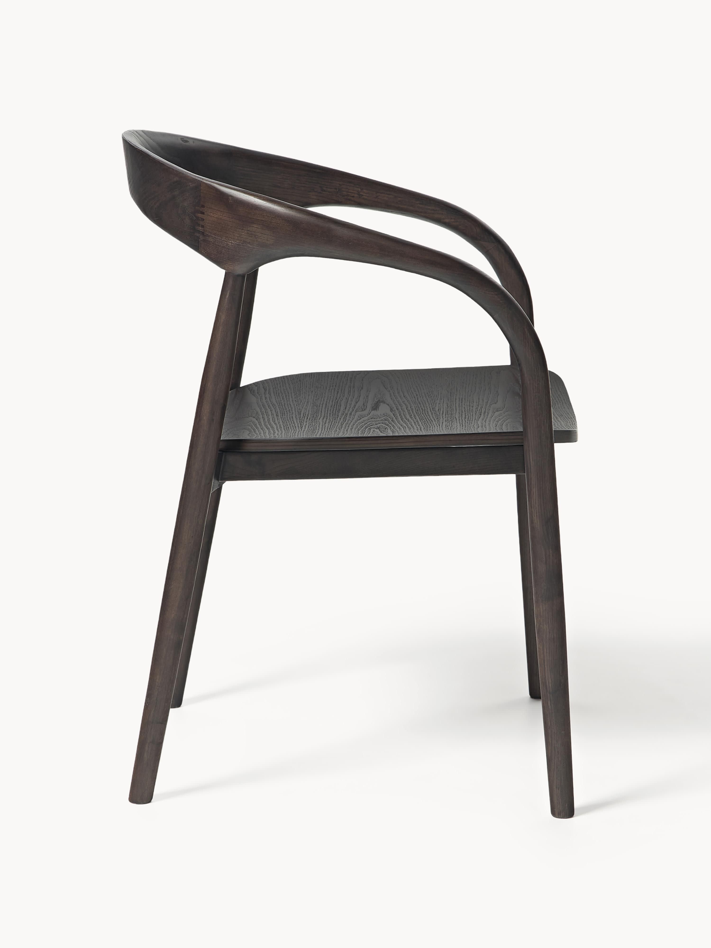 Camille Ash Wood Dining Chair with Armrests