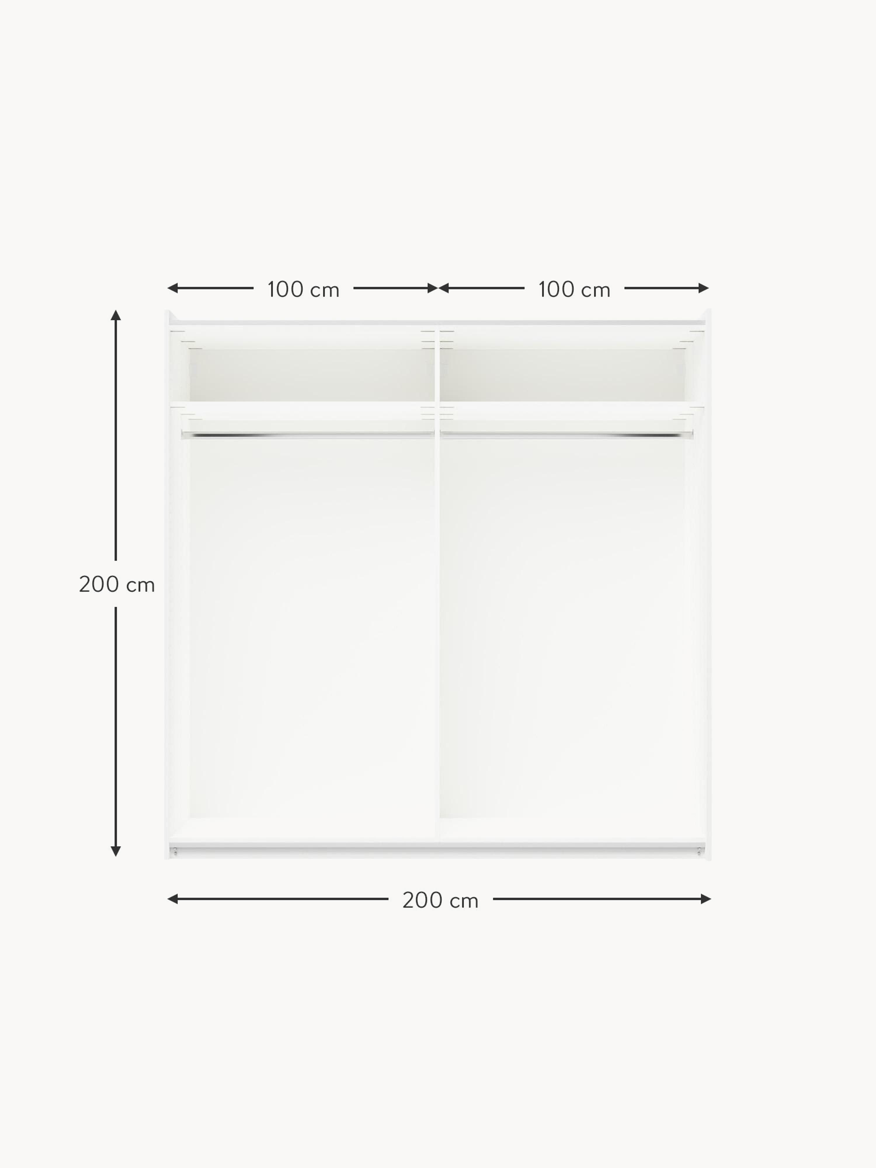 Simone Modular Sliding Door Wardrobe, 200 cm Wide, in various sizes