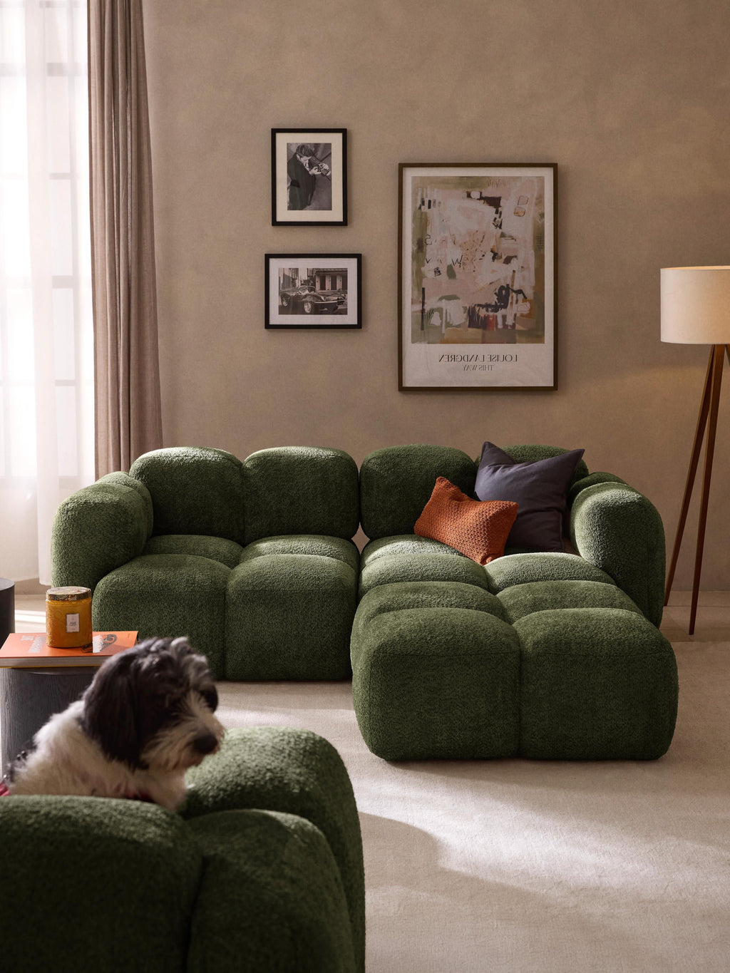 Tayla Modular Teddy-Bouclé Sofa (3-seater) with Ottoman (left/right)