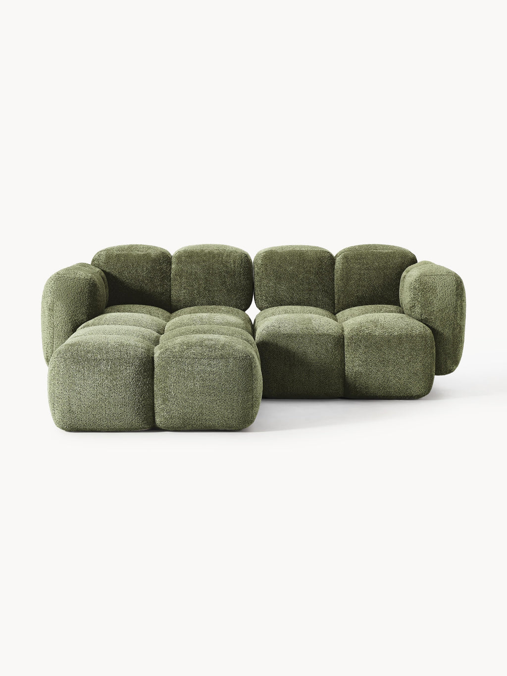 Gallery image 1 - Modular Teddy-Bouclé Sofa Tayla (3-seater) with Ottoman (left/right)