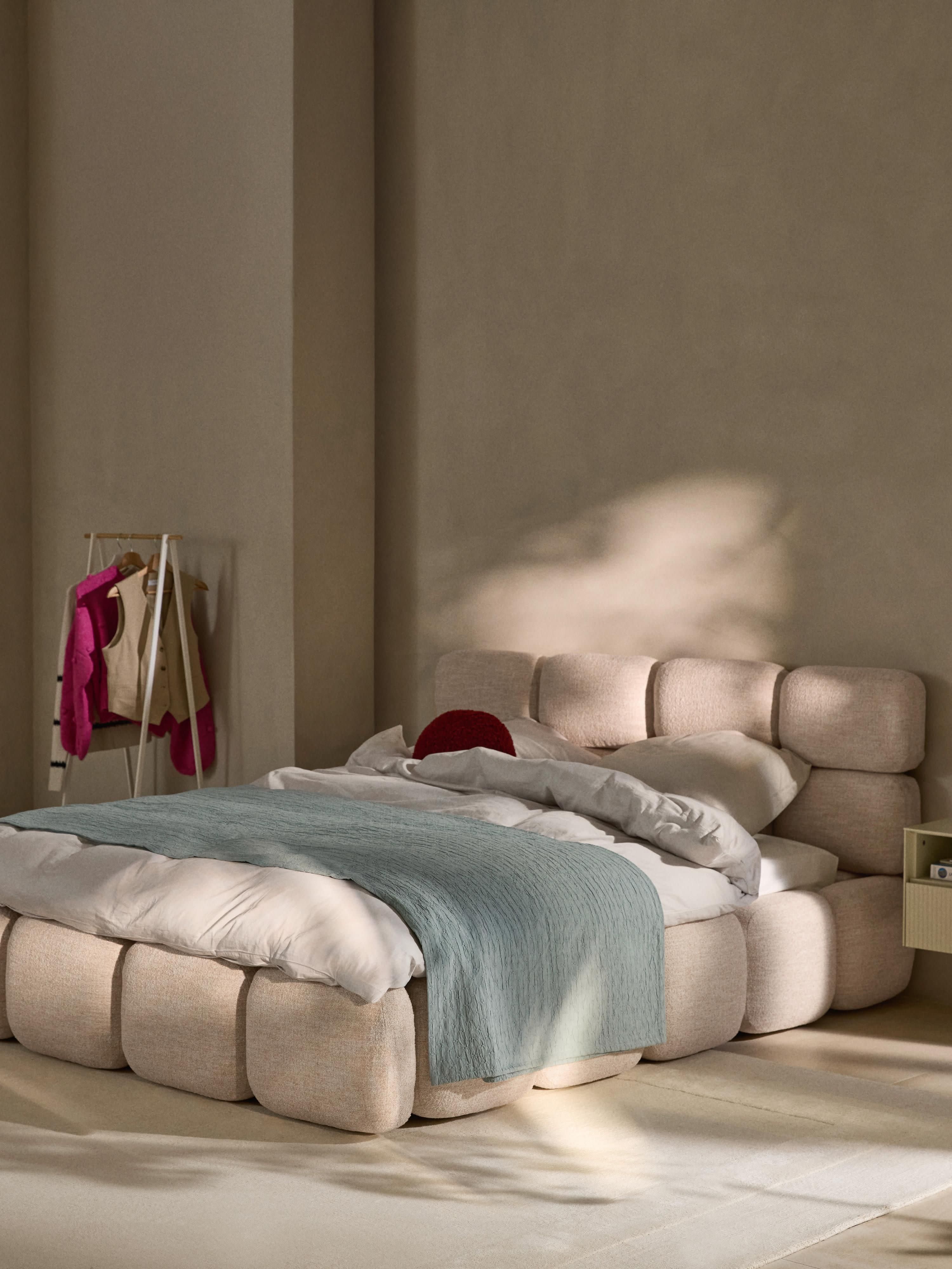 Tayla Upholstered Bouclé Bed with Storage Space