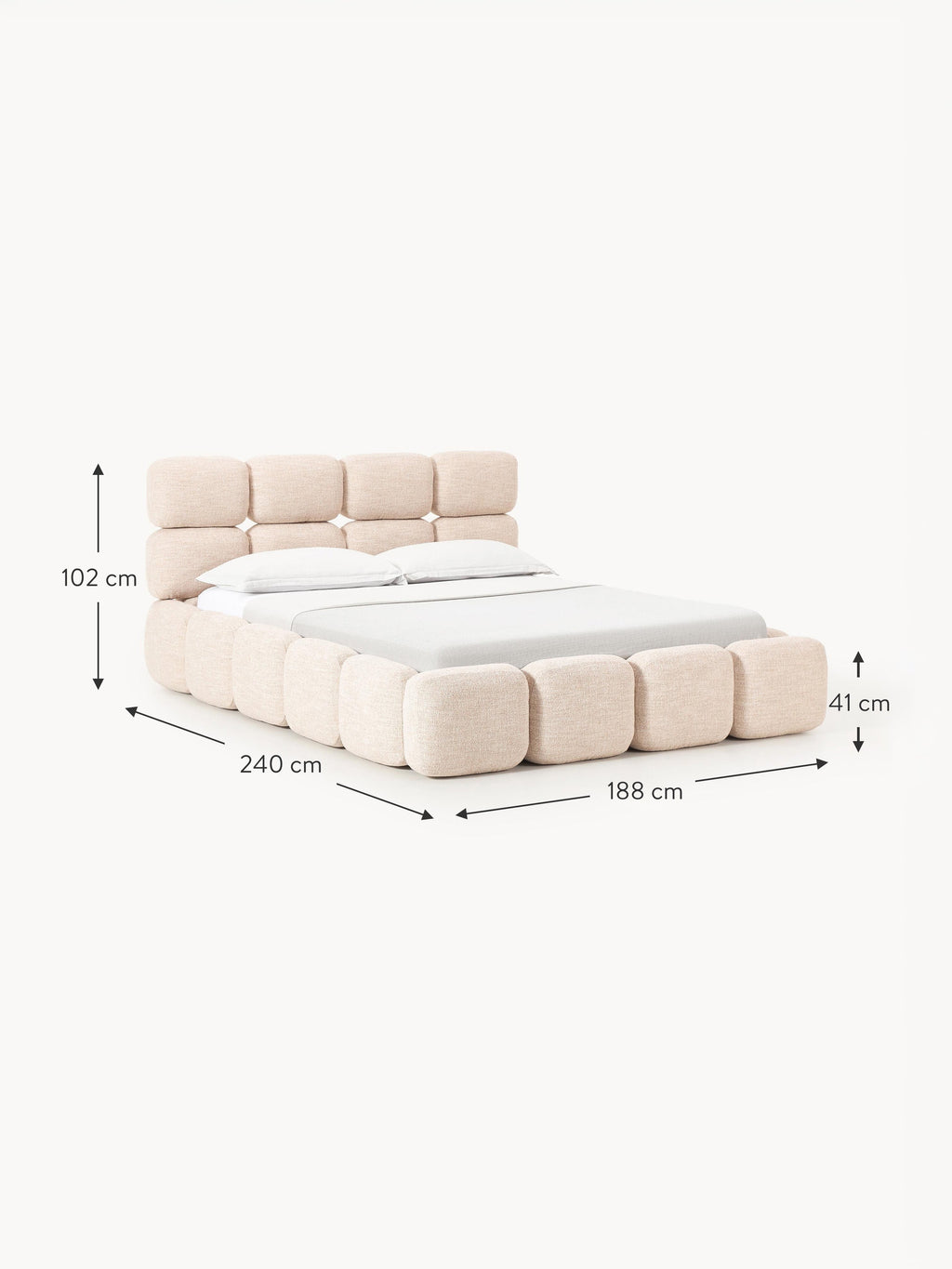 Tayla Upholstered Bouclé Bed with Storage Space
