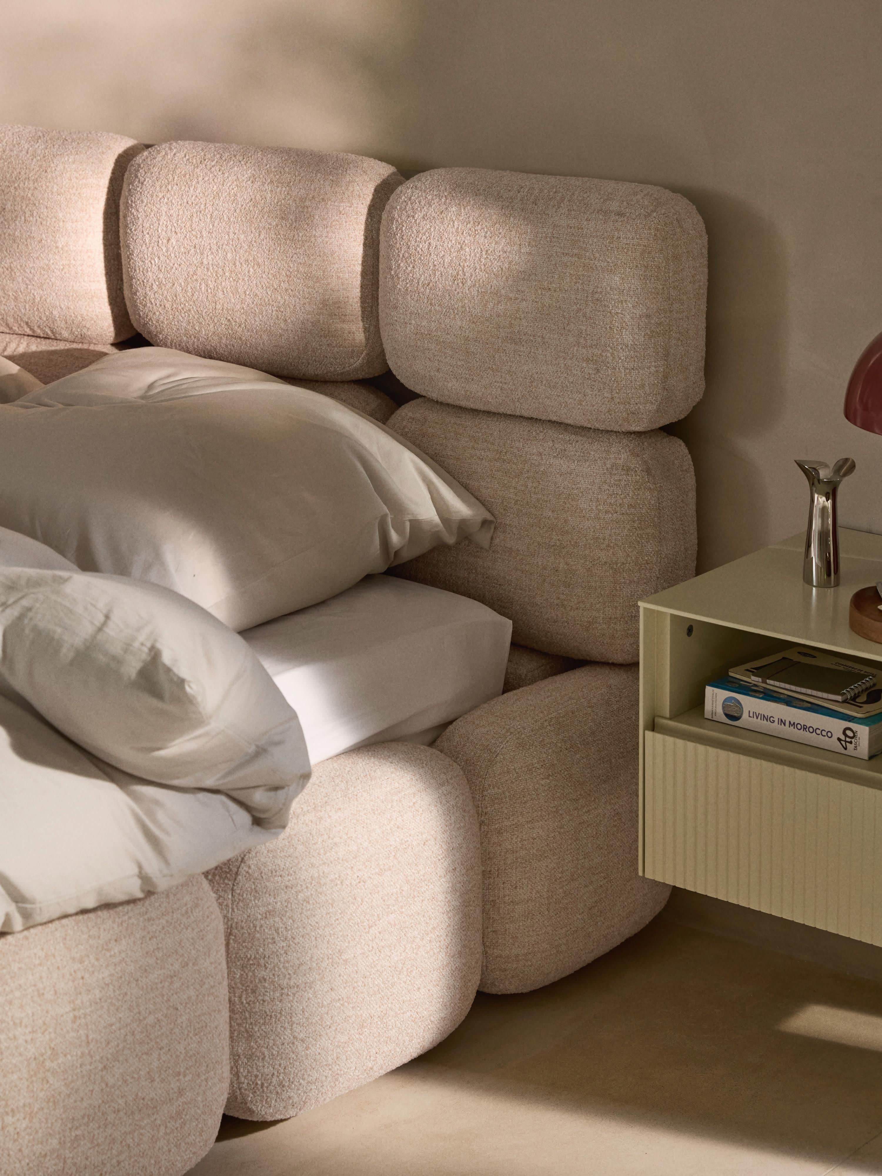Tayla Upholstered Bouclé Bed with Storage Space