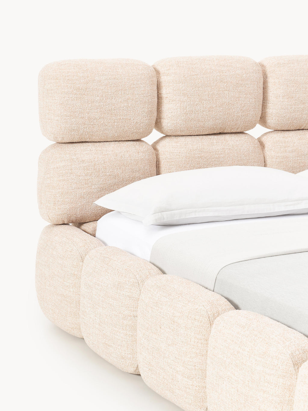 Tayla Upholstered Bouclé Bed with Storage Space
