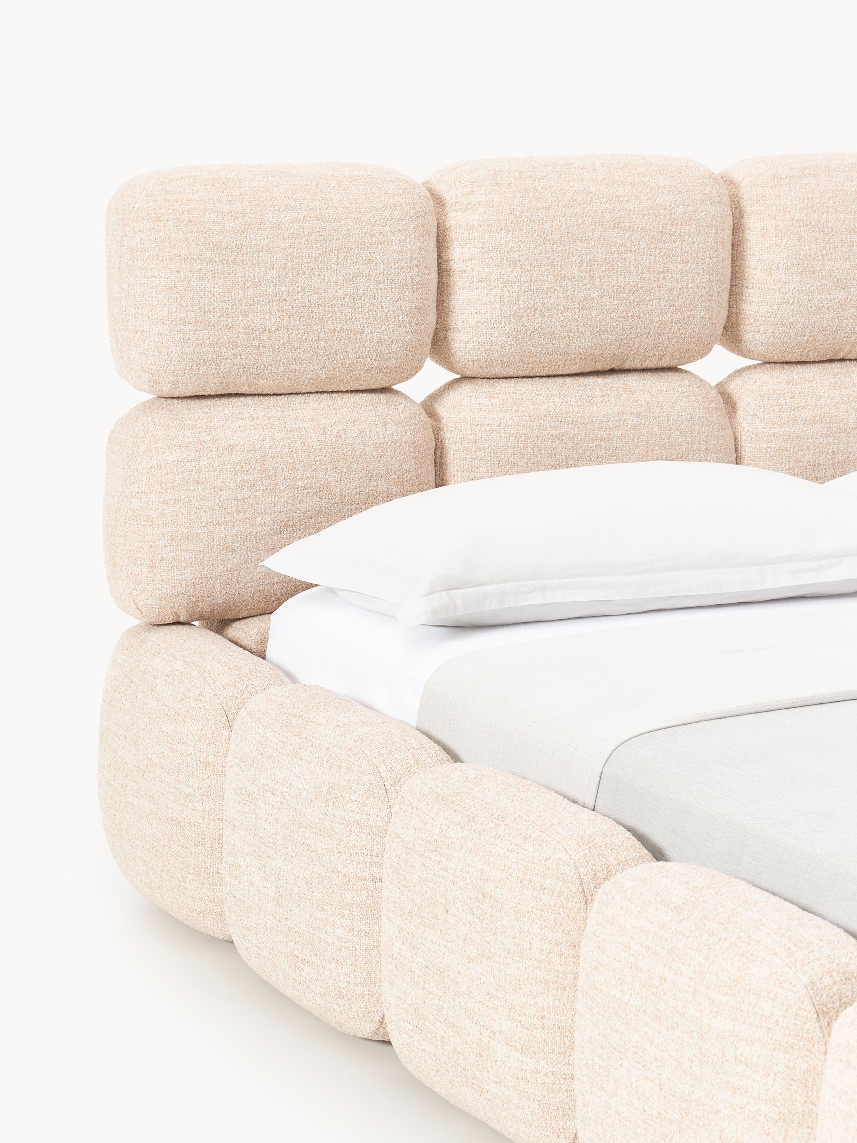 Tayla Upholstered Bouclé Bed with Storage Space