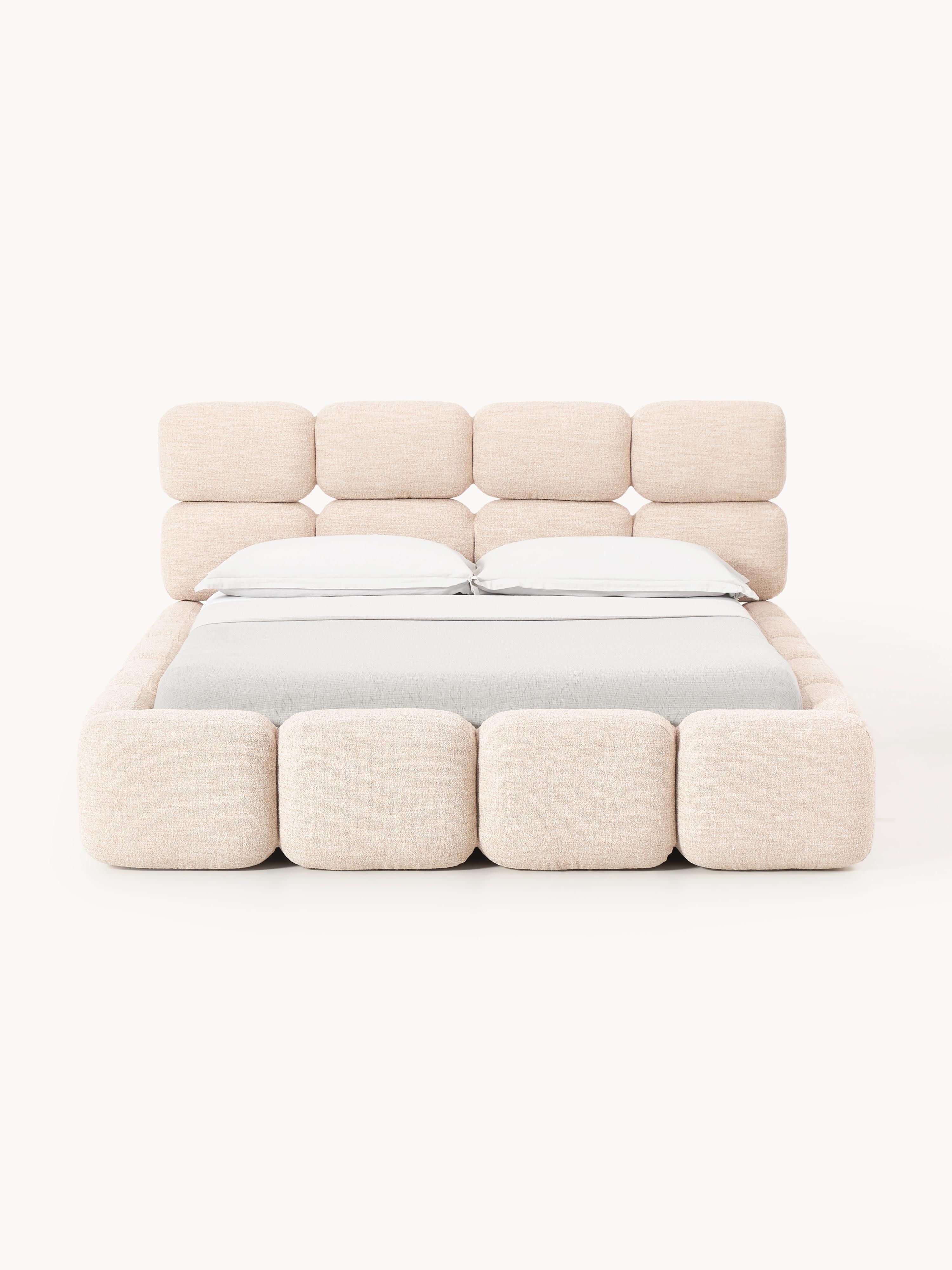 Tayla Upholstered Bouclé Bed with Storage Space
