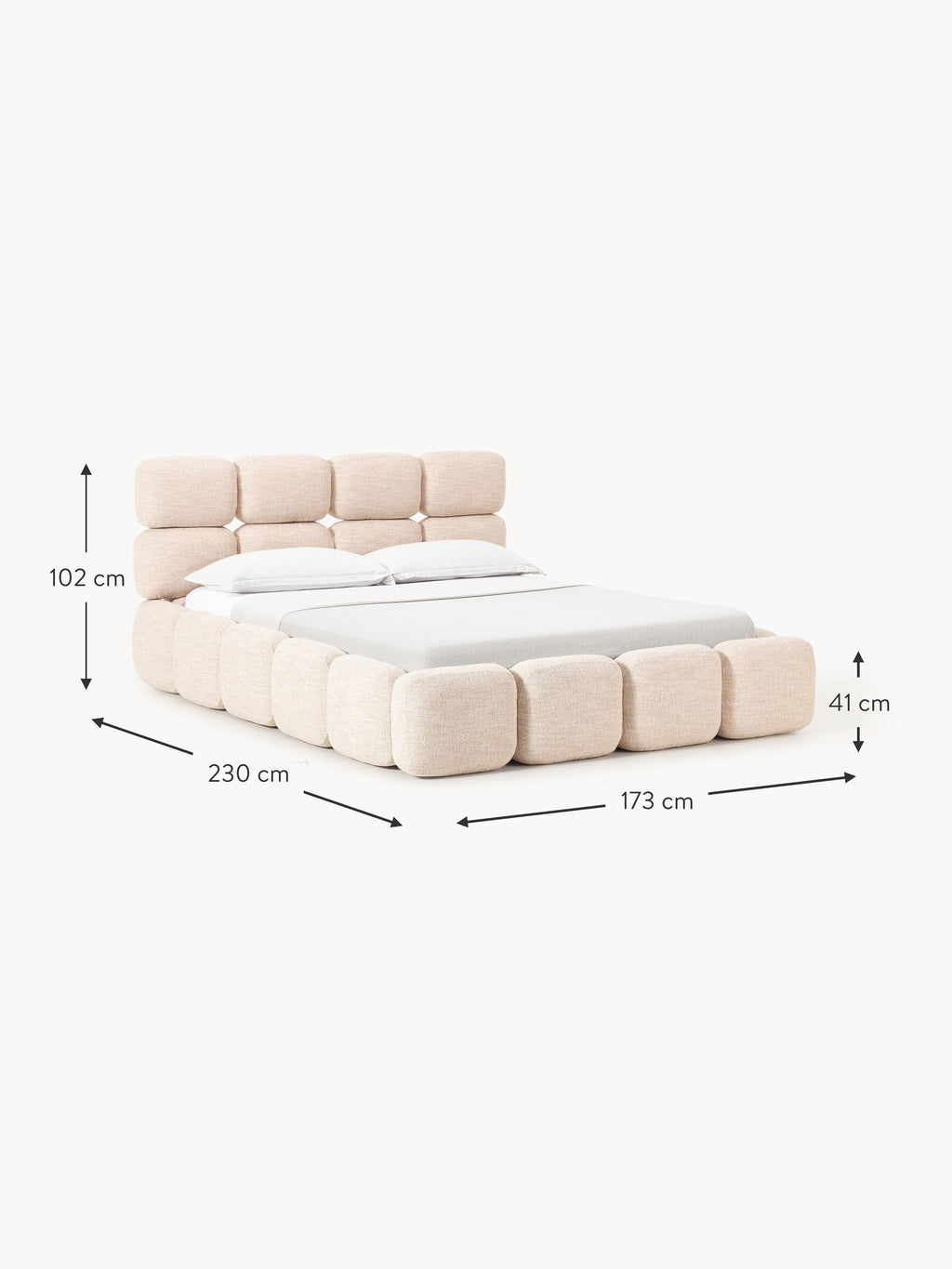 Tayla Upholstered Bouclé Bed with Storage Space