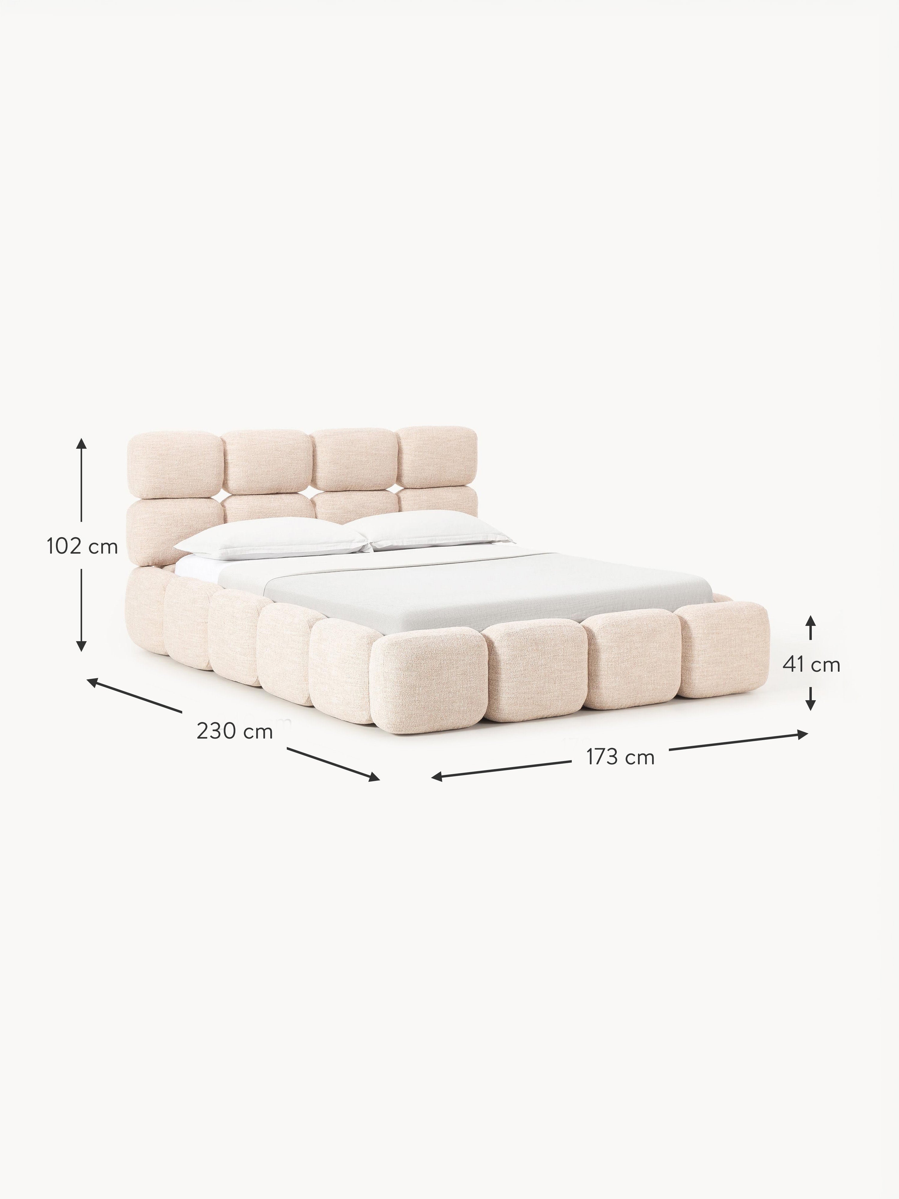 Tayla Upholstered Bouclé Bed with Storage Space