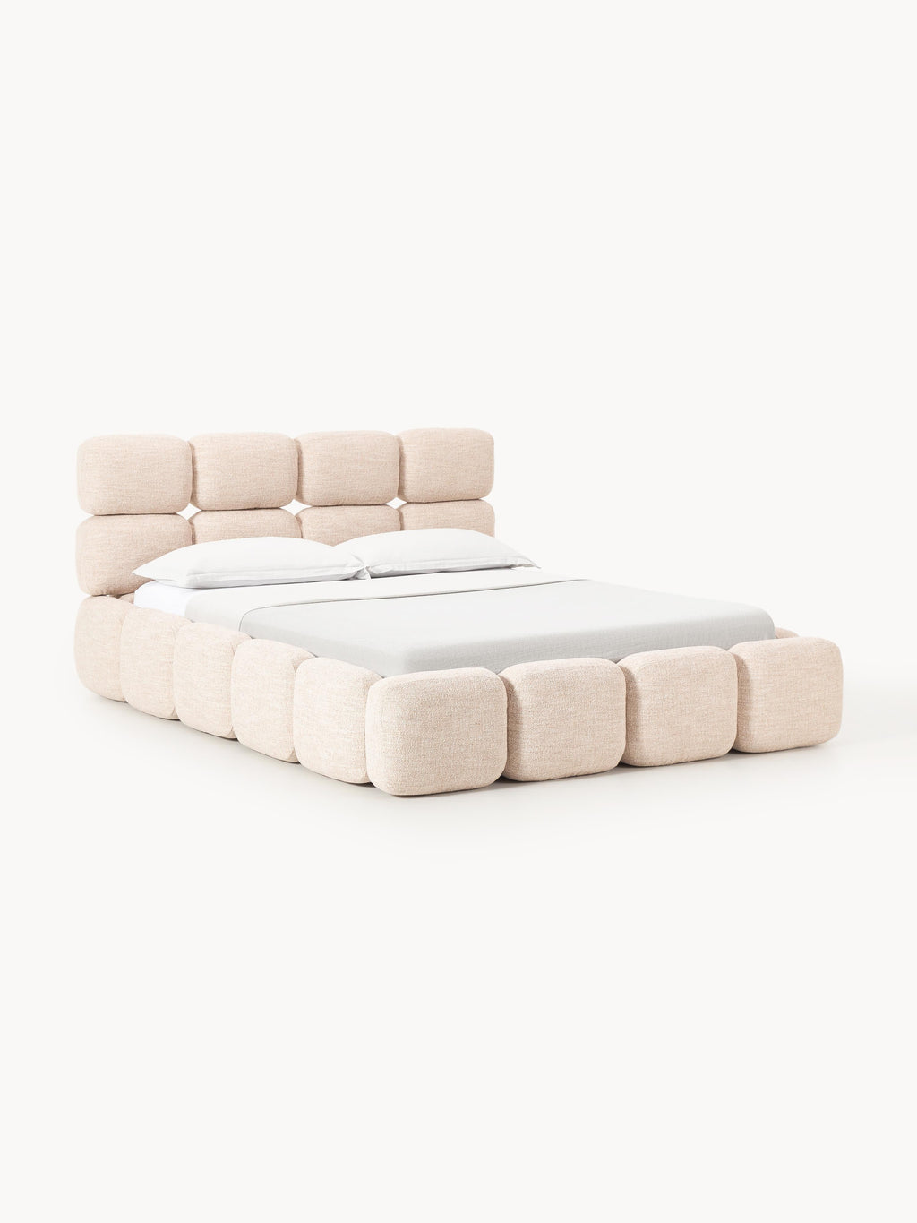 Tayla Upholstered Bouclé Bed with Storage Space