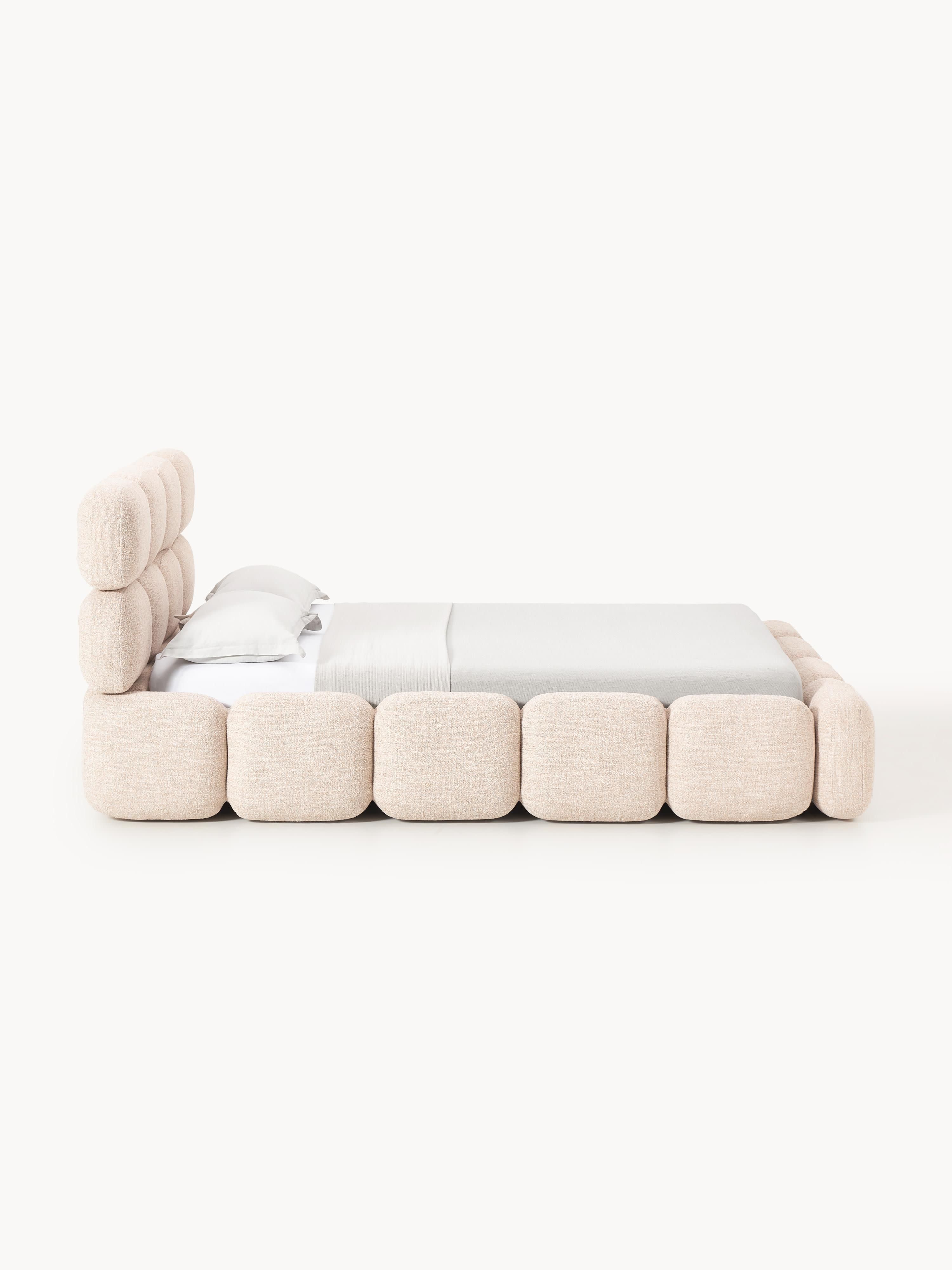Tayla Upholstered Bouclé Bed with Storage Space
