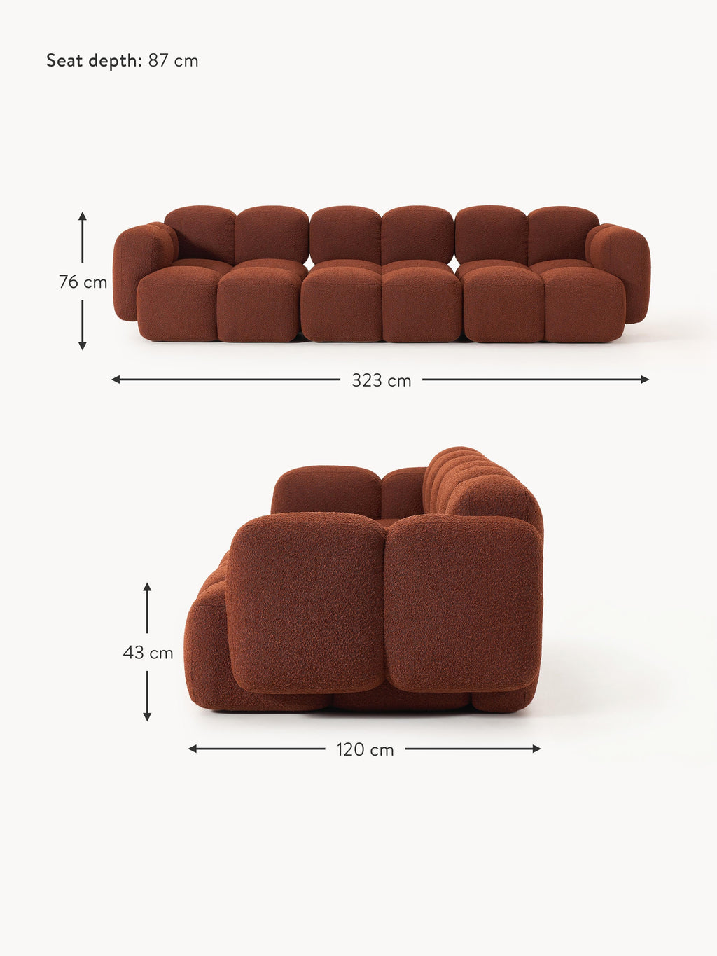 Tayla Bouclé Modular Sofa (4-seater)