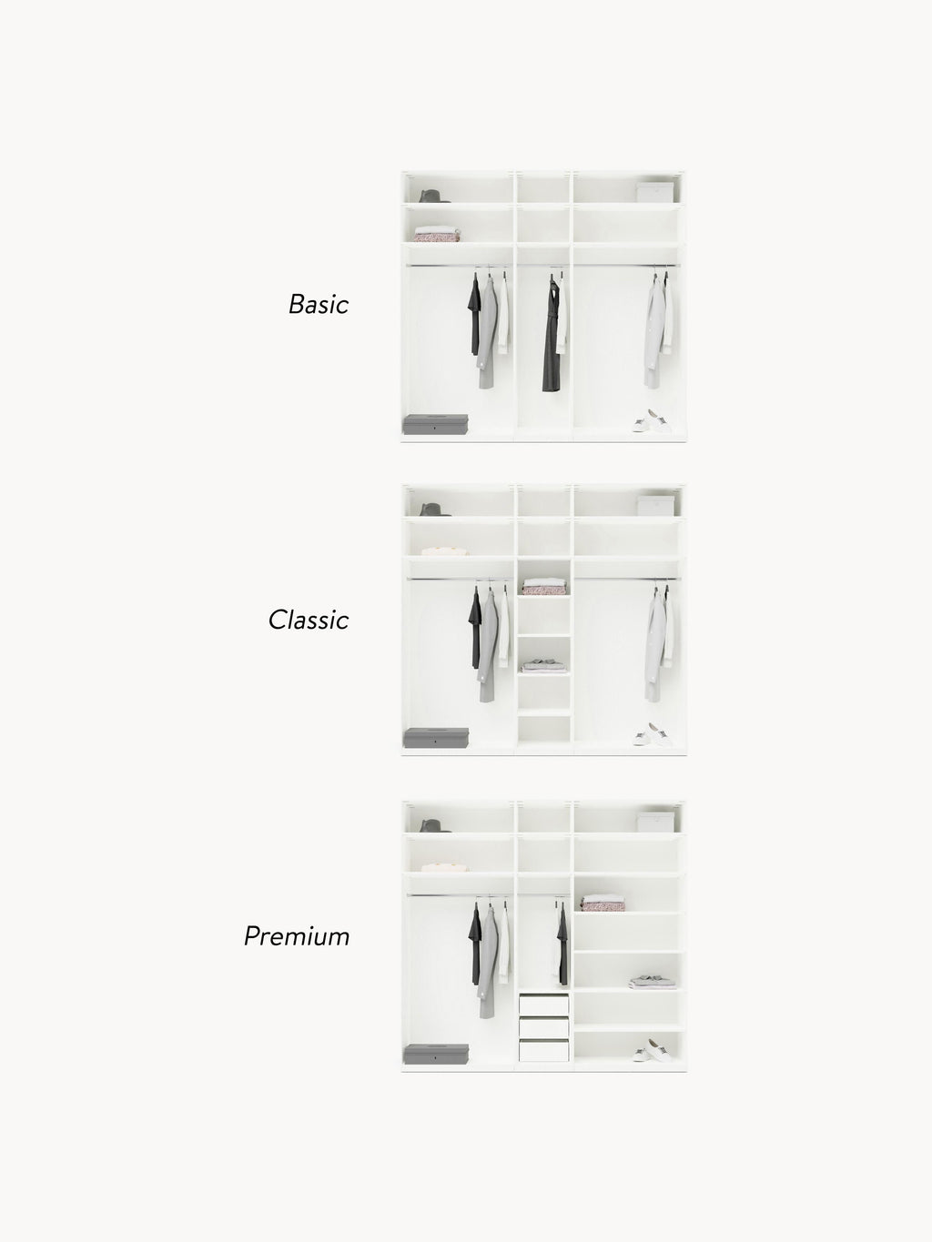 Charlotte Modular Hinged Door Wardrobe, 250 cm Wide, in various sizes