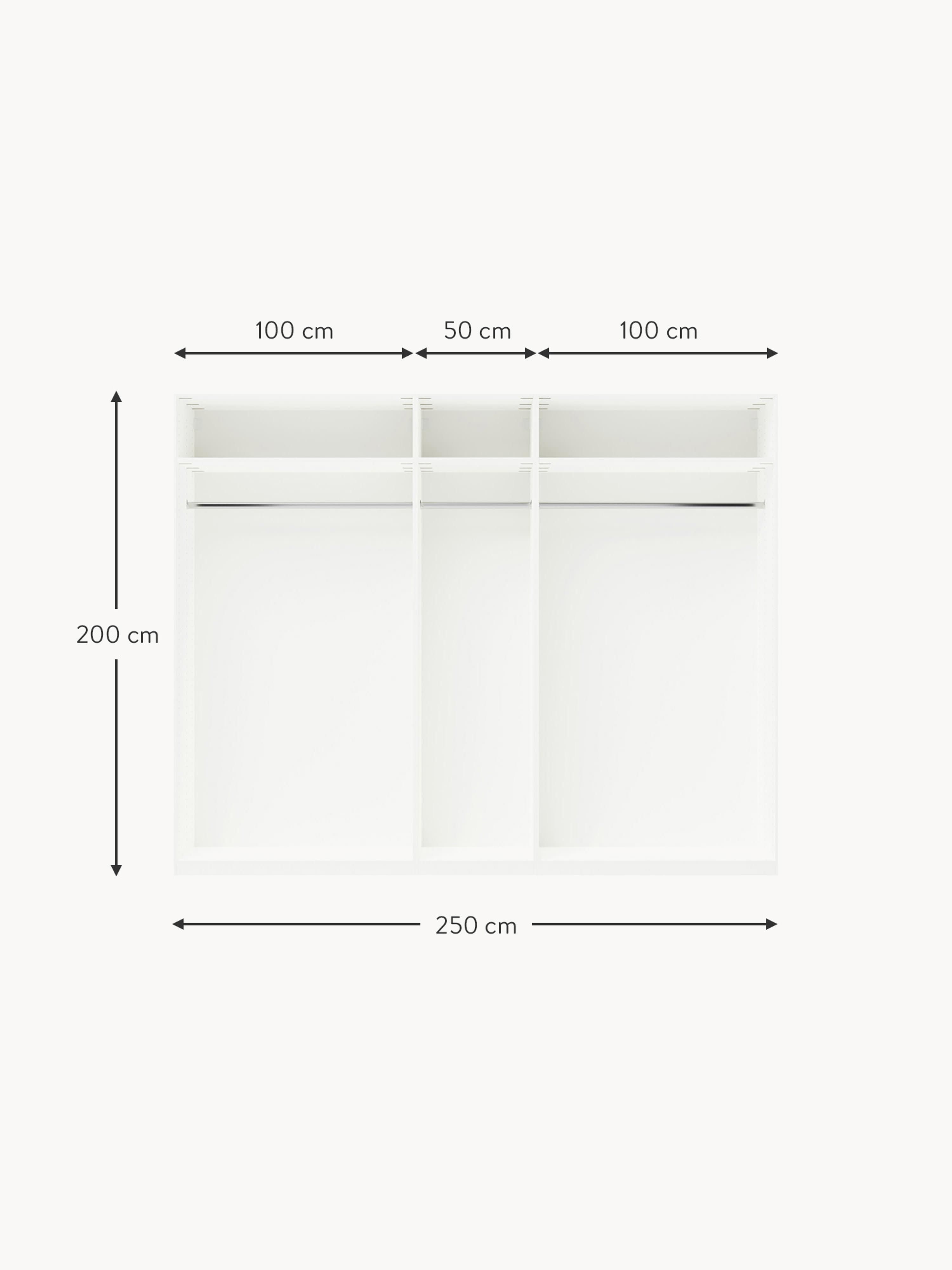 Charlotte Modular Hinged Door Wardrobe, 250 cm Wide, in various sizes