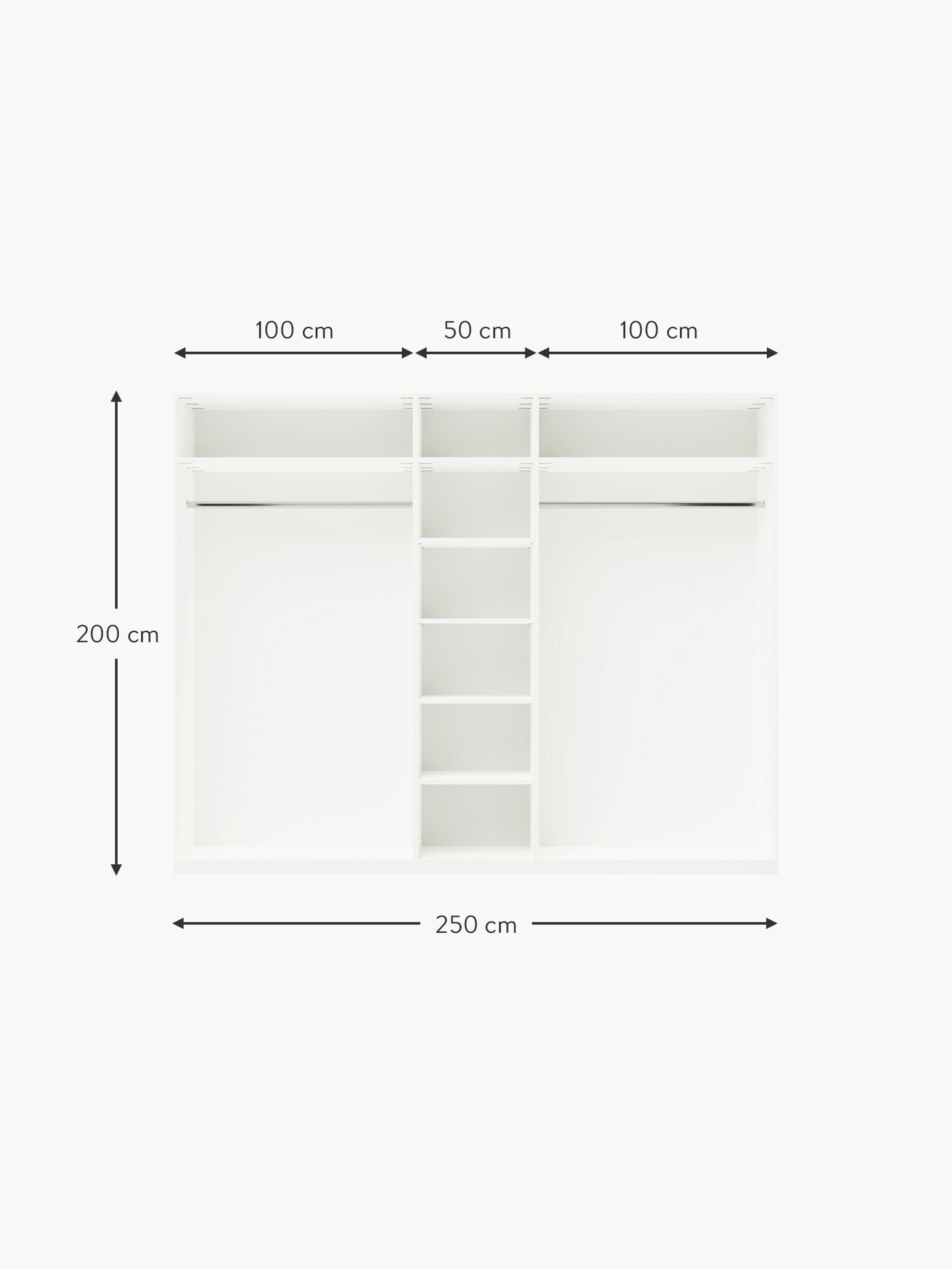 Charlotte Modular Hinged Door Wardrobe, 250 cm Wide, in various sizes