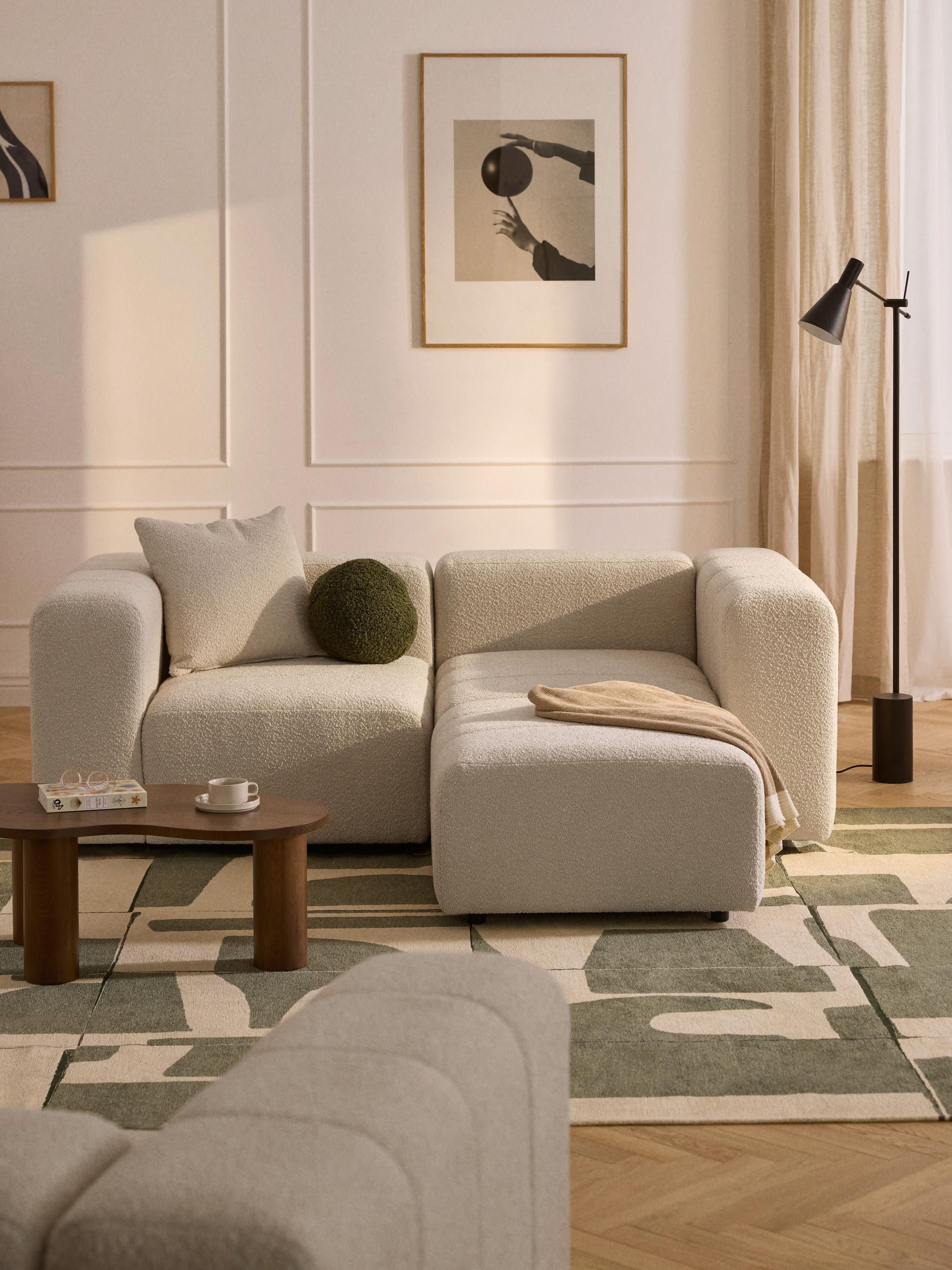 Lena Bouclé Modular Sofa (2-seater) with Ottoman (left/right)