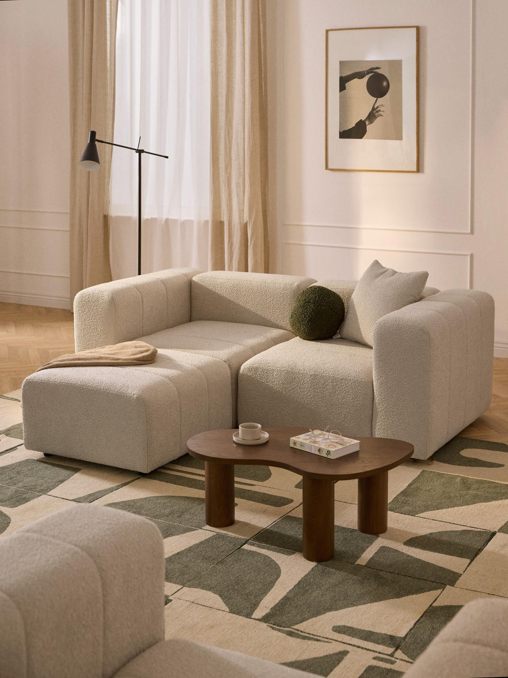 Lena Bouclé Modular Sofa (2-seater) with Ottoman (left/right)