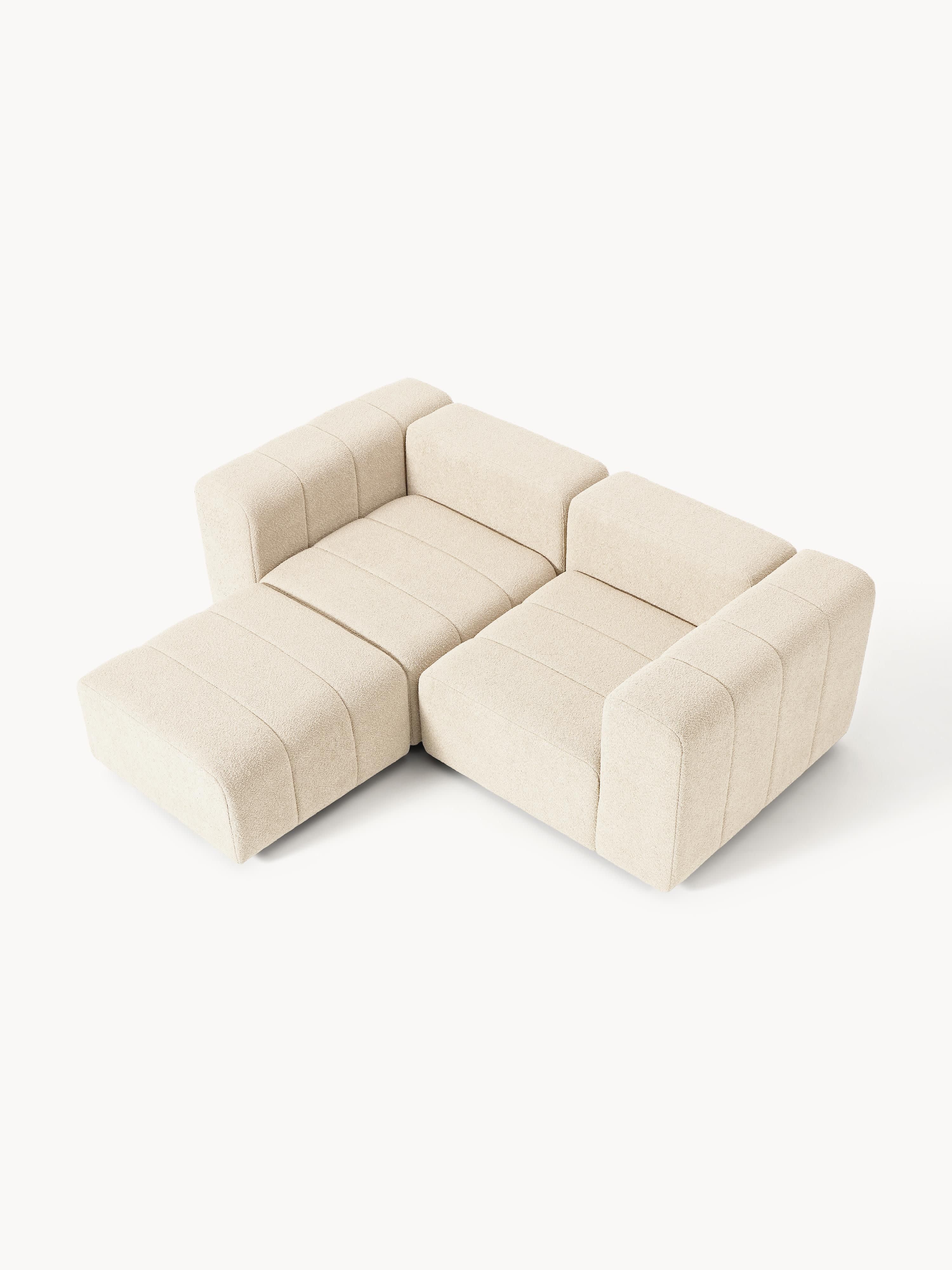 Lena Bouclé Modular Sofa (2-seater) with Ottoman (left/right)