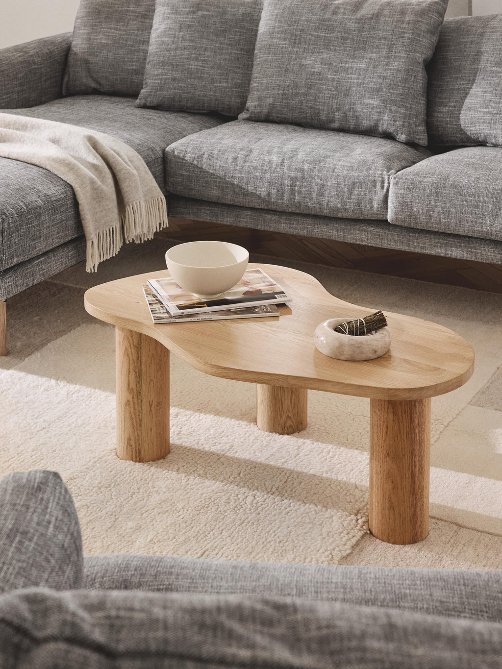 Didi Oak Wood Coffee Table in Organic Shape